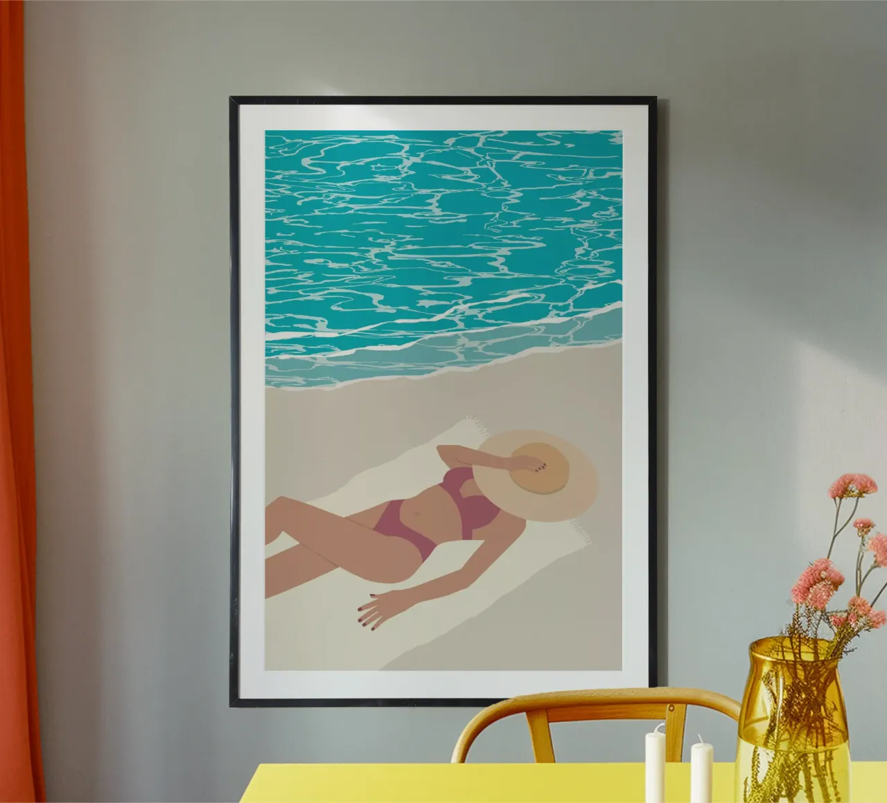 bronzette au soleil poster con telaio in alluminio da alexiableu