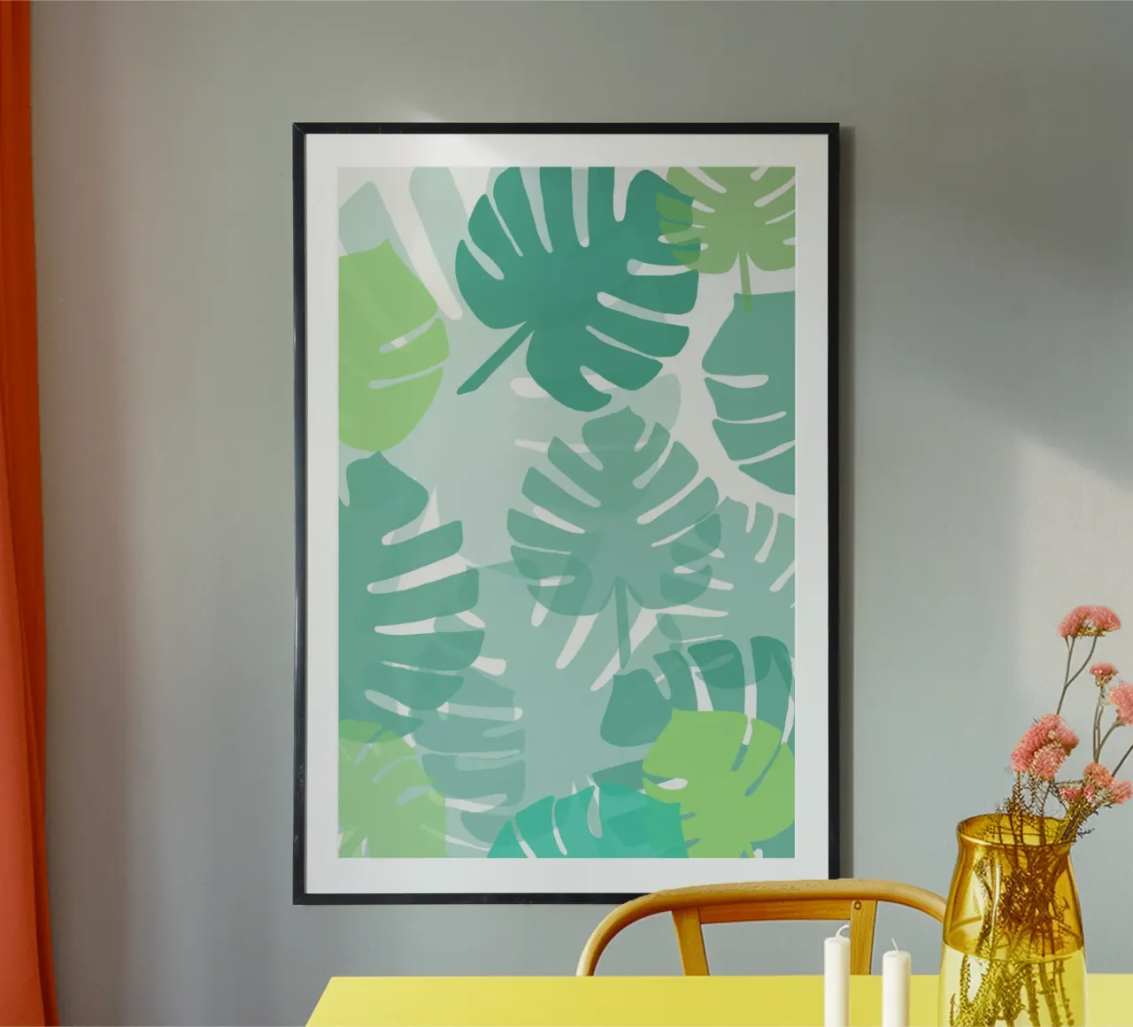 feuillage monstera poster con telaio in alluminio da alexiableu