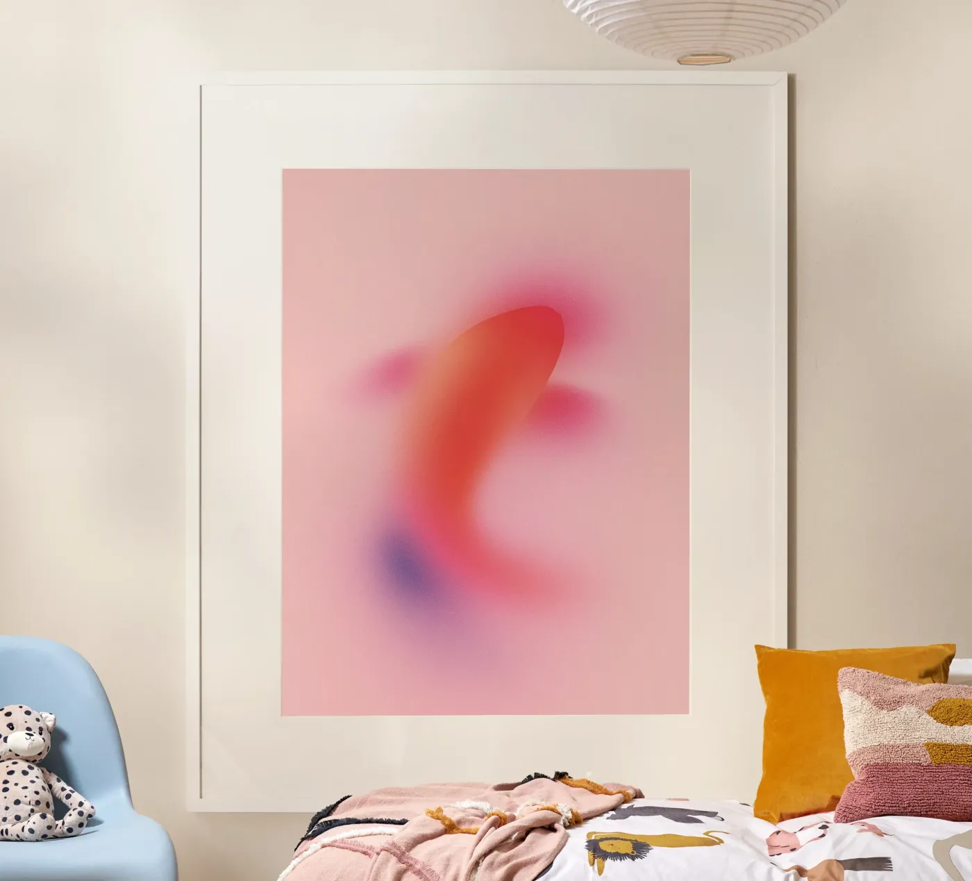 Floating Fish – Weiche Farbverläufe in Rosé und Koralle Poster von Quiet Notes