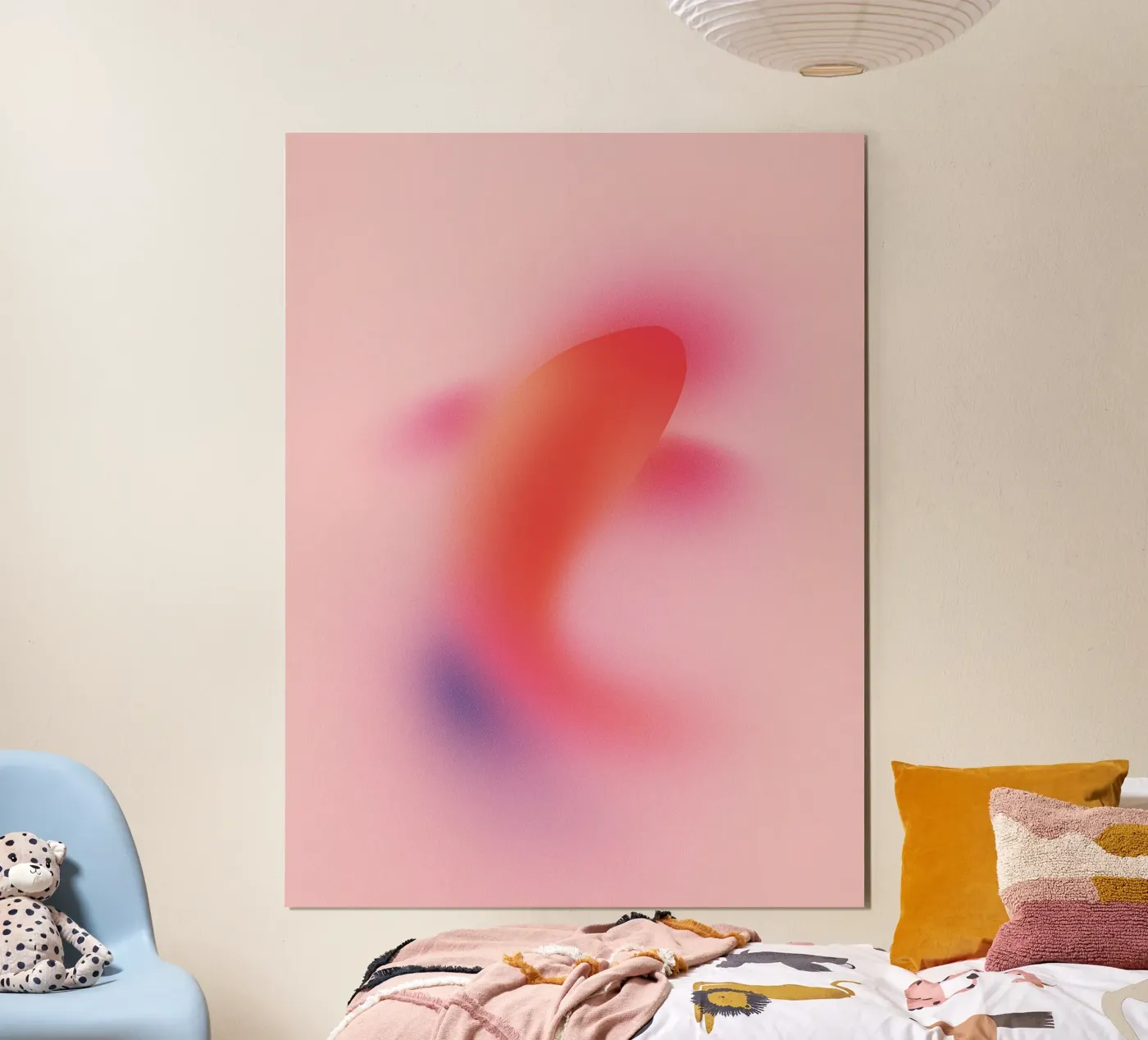 Floating Fish – Weiche Farbverläufe in Rosé und Koralle Poster von Quiet Notes
