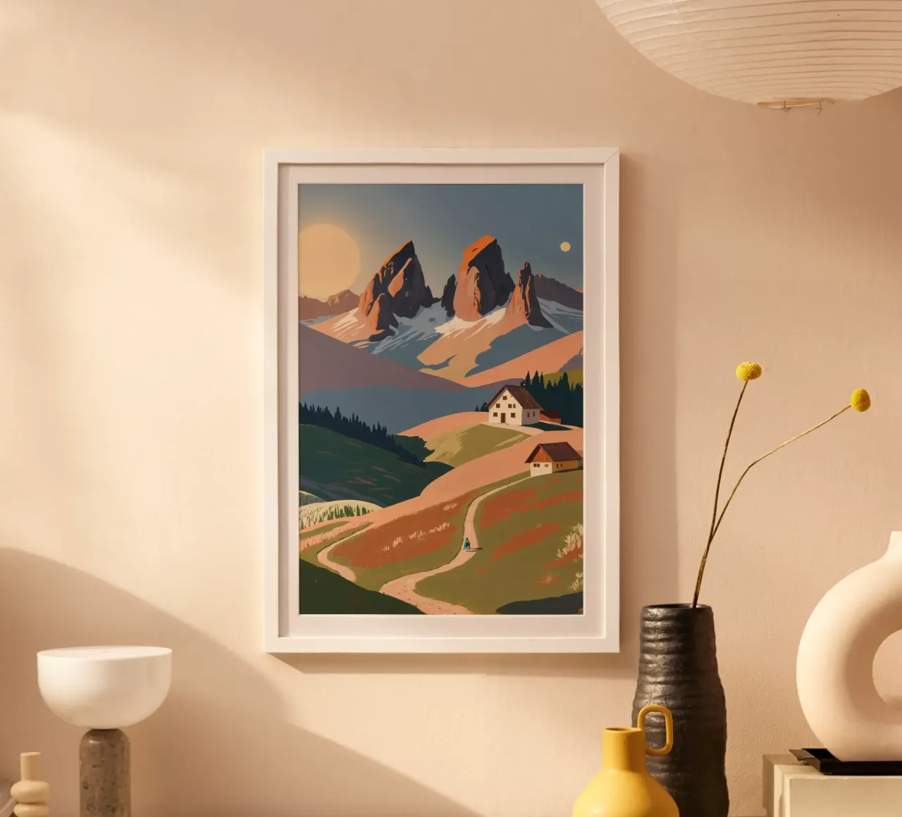 Three peaks in spring light | Work 1 hahnemühle by AlbertKlee