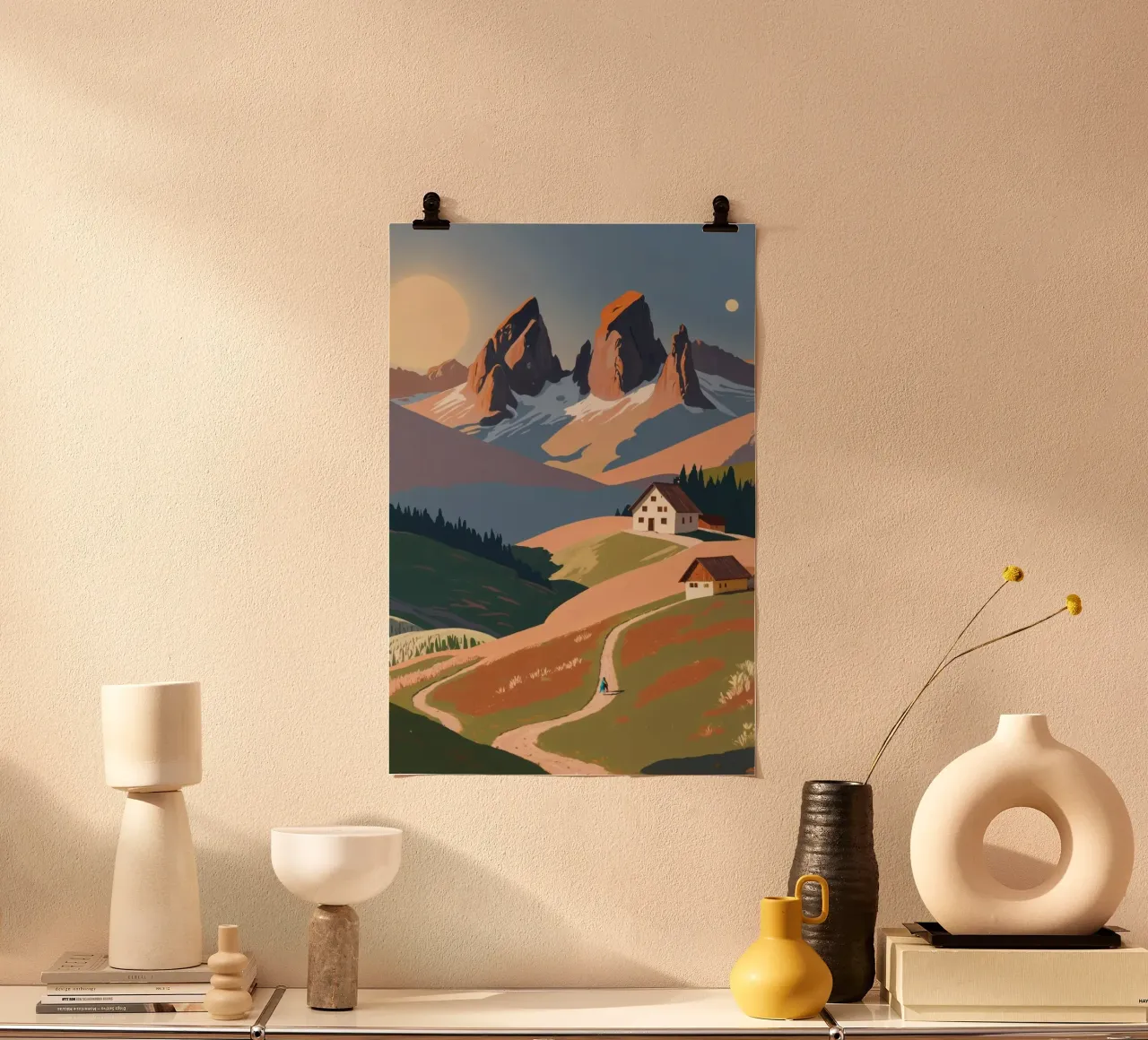 Three peaks in spring light | Work 1 hahnemühle by AlbertKlee
