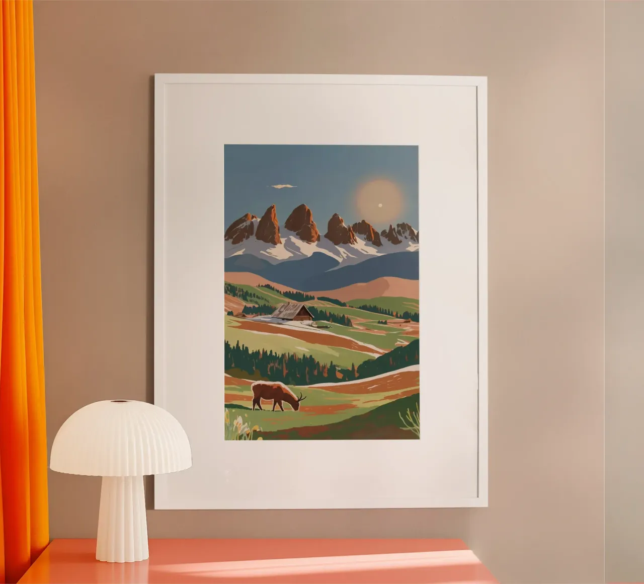 Three battlements with grazing cattle | Work 2 hahnemühle by AlbertKlee