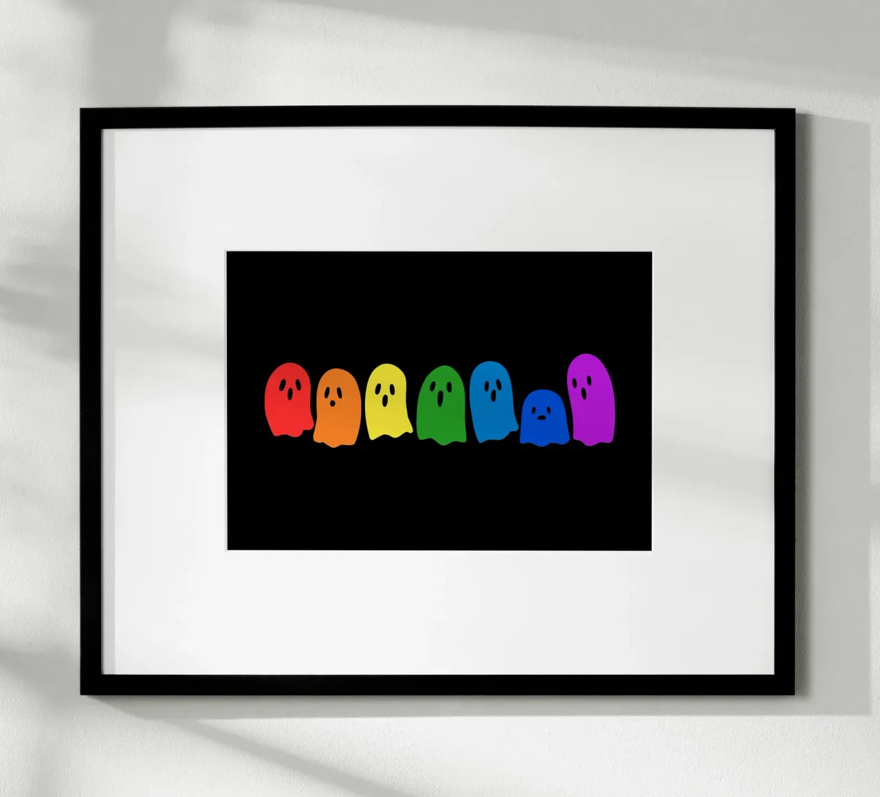 Rainbow Kawaii Ghost poster con telaio in alluminio da Tobe Fonseca
