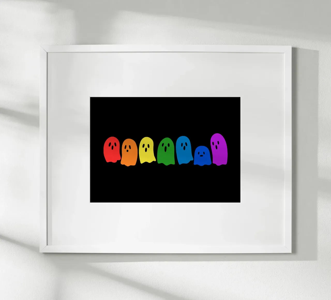 Rainbow Kawaii Ghost poster con telaio in alluminio da Tobe Fonseca