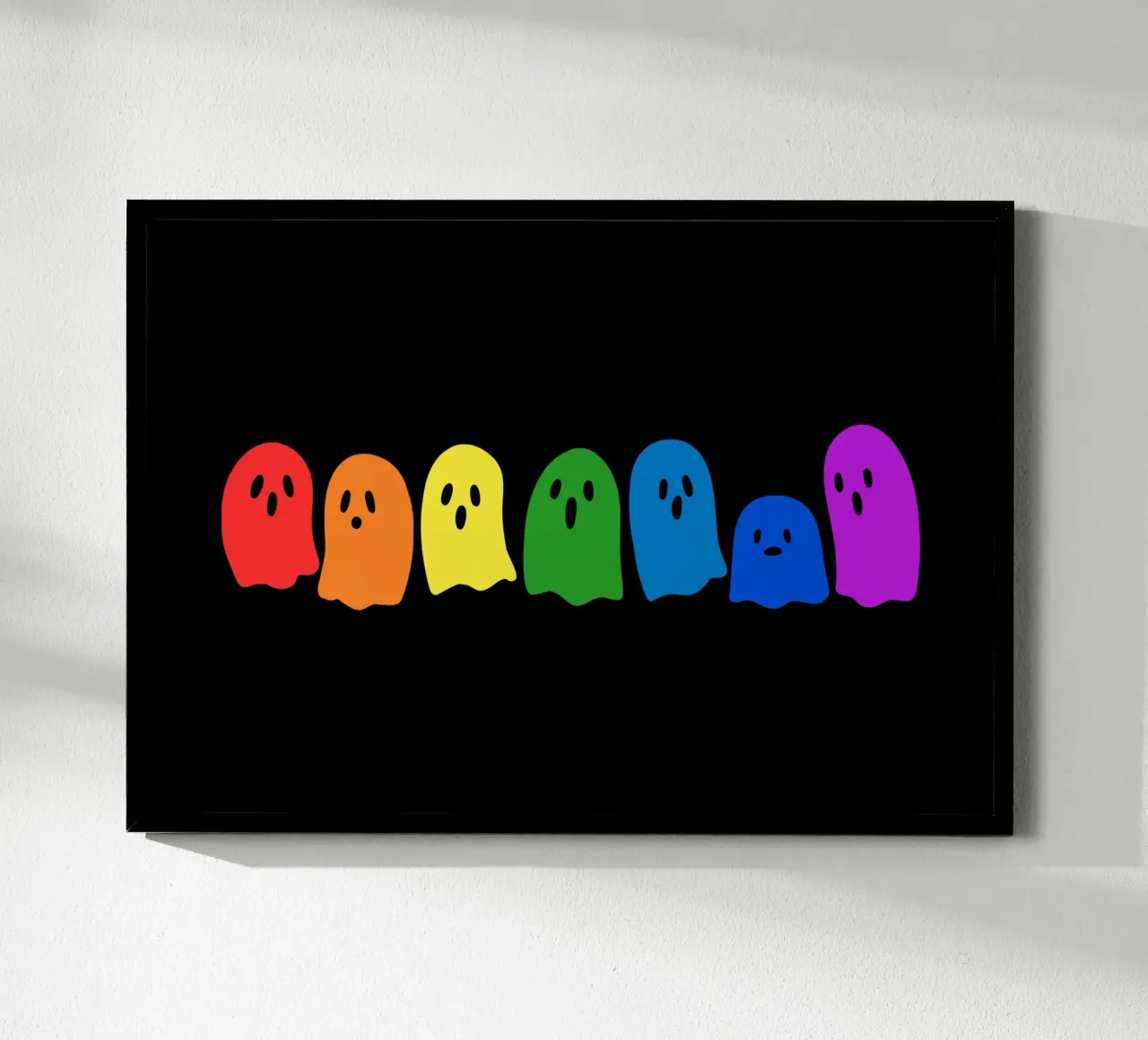 Rainbow Kawaii Ghost poster con telaio in alluminio da Tobe Fonseca