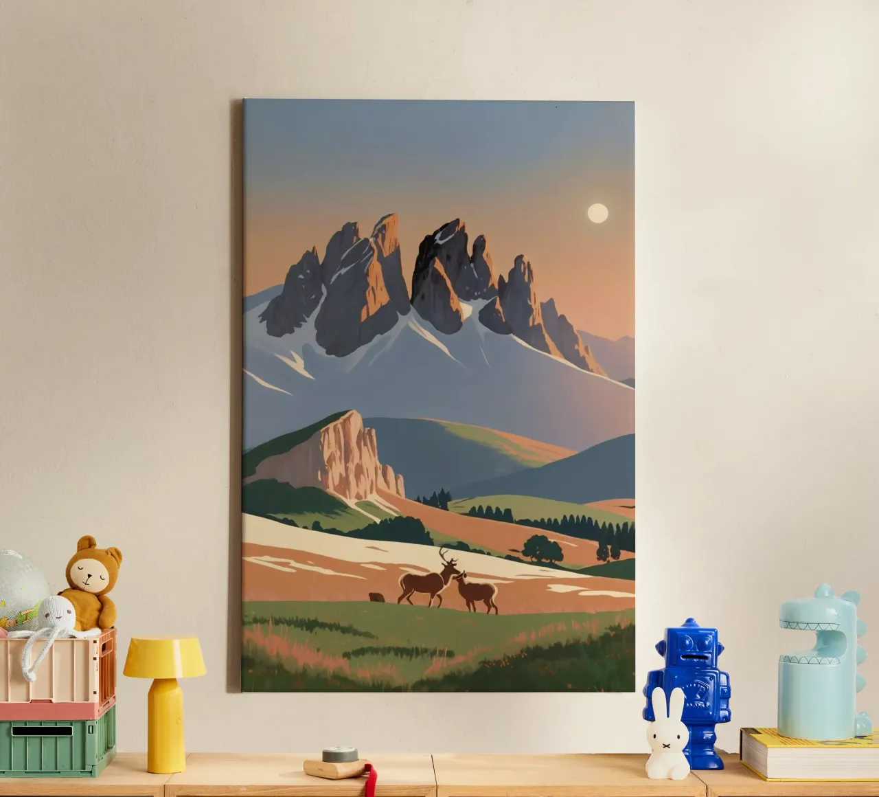 Three battlements with wild animals | Work 6 canvas by AlbertKlee