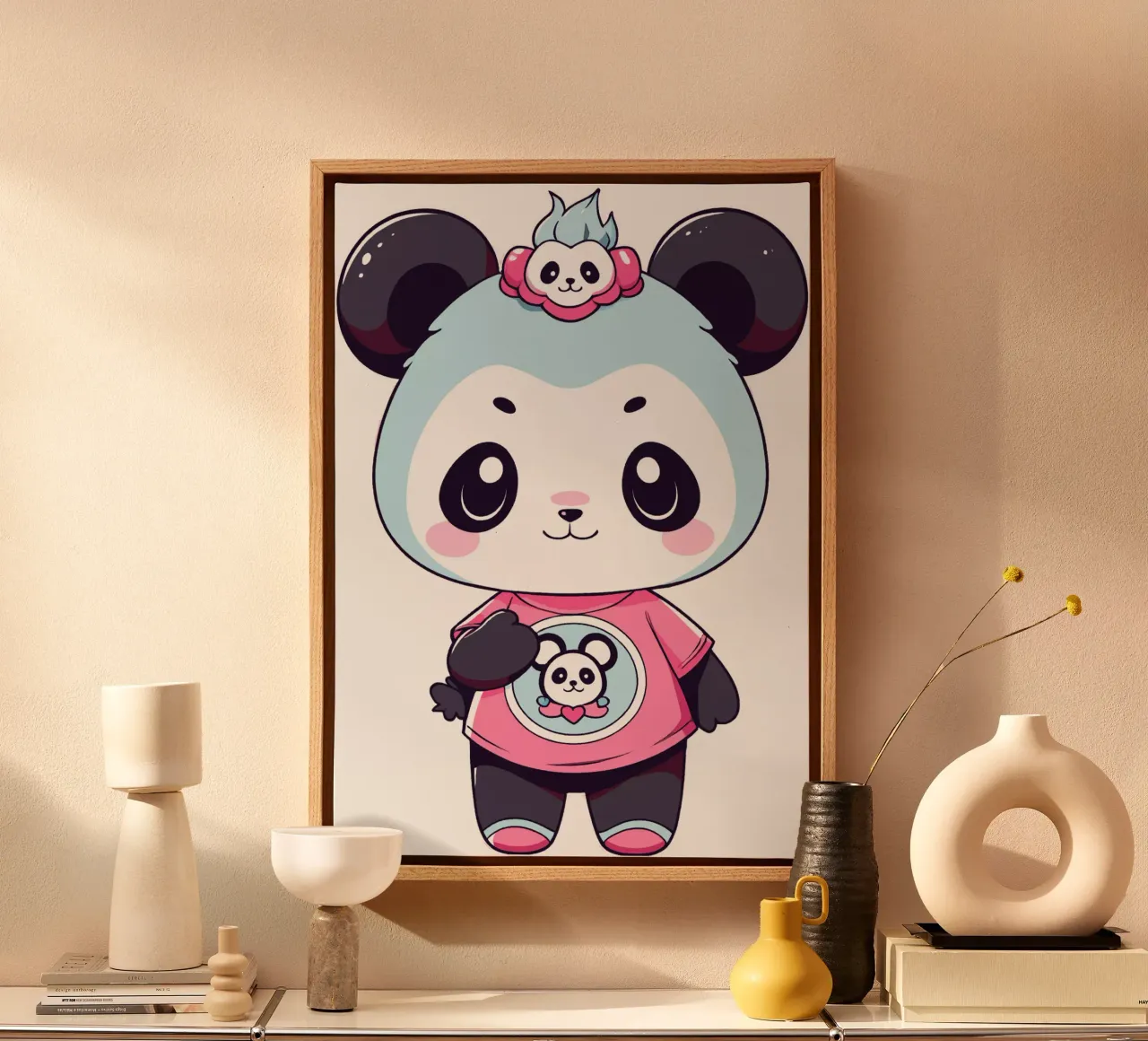 Amare il panda tela con Cornice a cassetta da artdesign1985