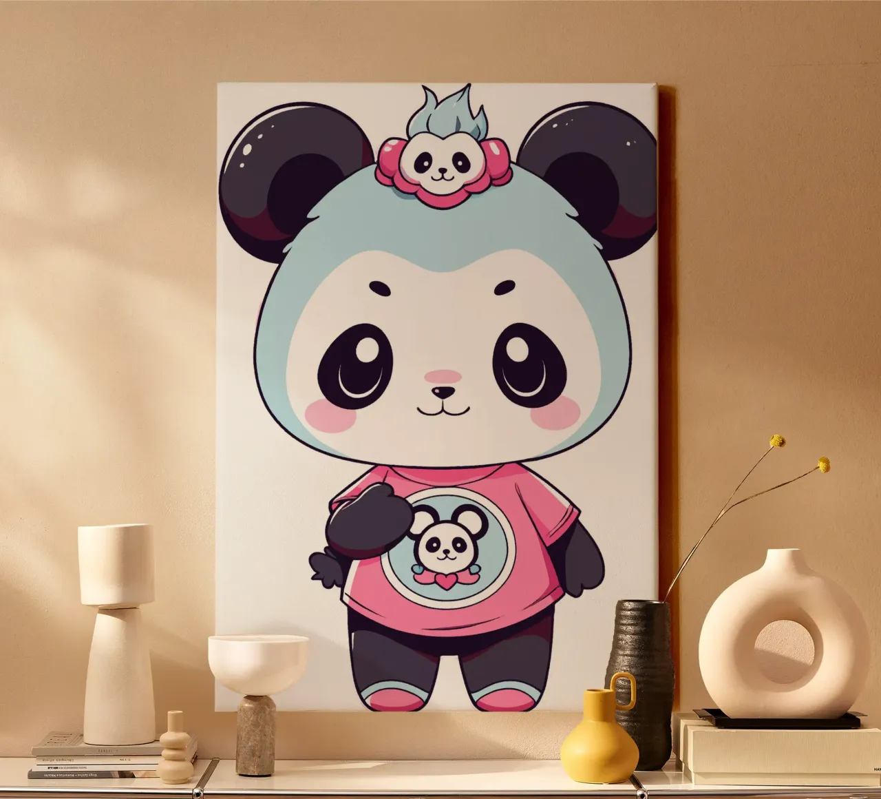 Amare il panda tela con Cornice a cassetta da artdesign1985