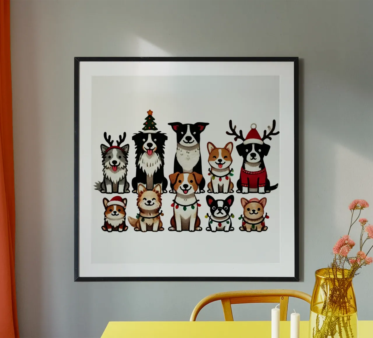 Dogs of Christmas poster avec cadre en plastique de edsonramosart