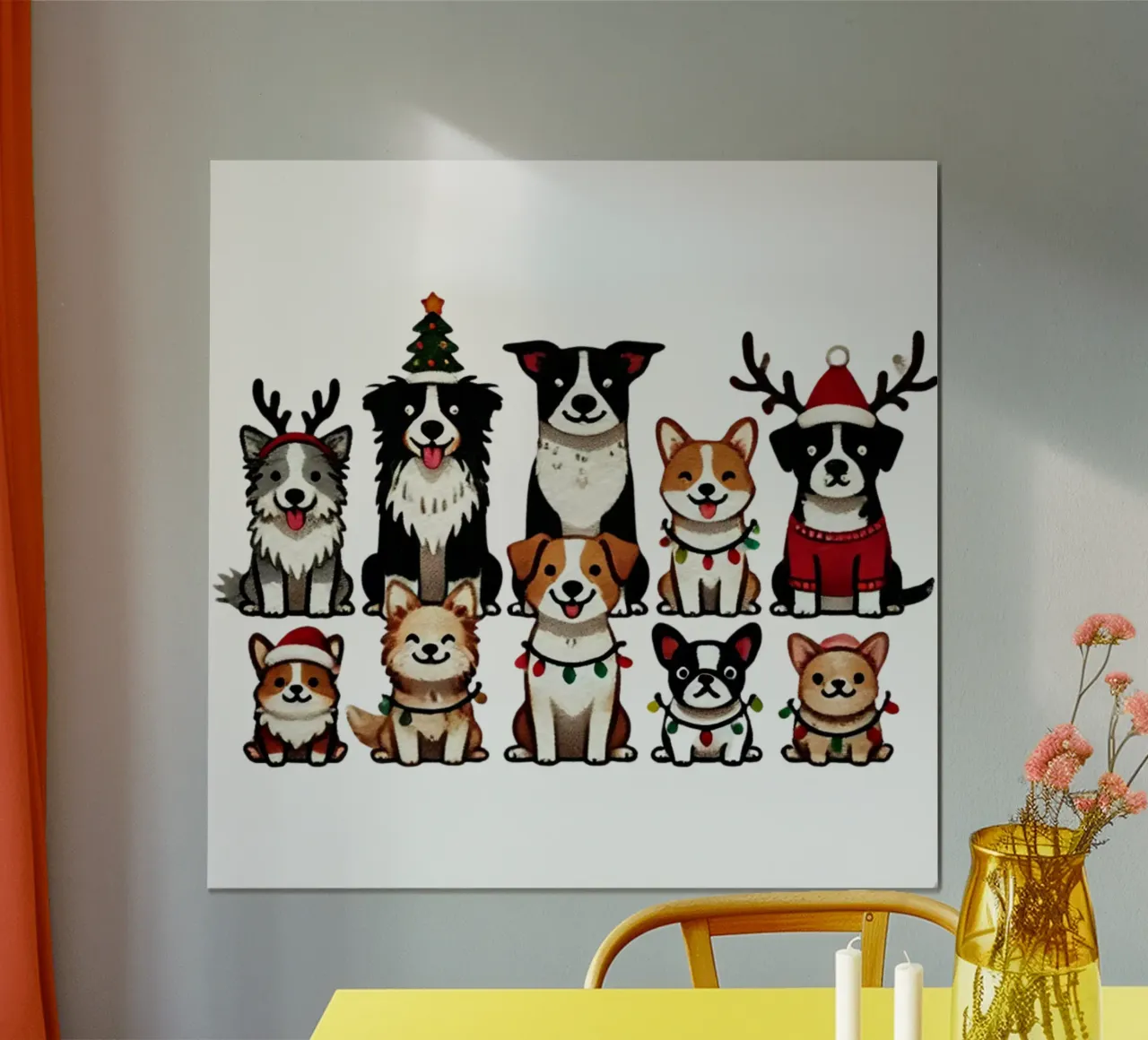 Dogs of Christmas poster avec cadre en plastique de edsonramosart