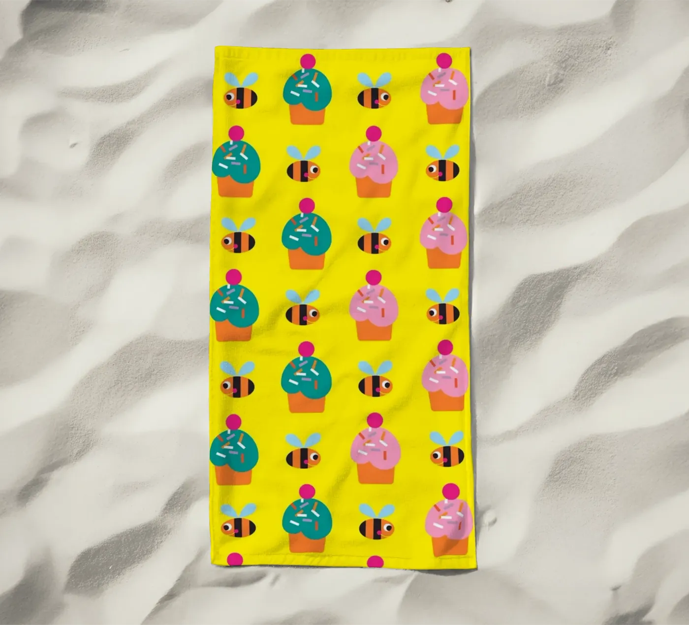 Bee and cake beach towel by Looks n Brains