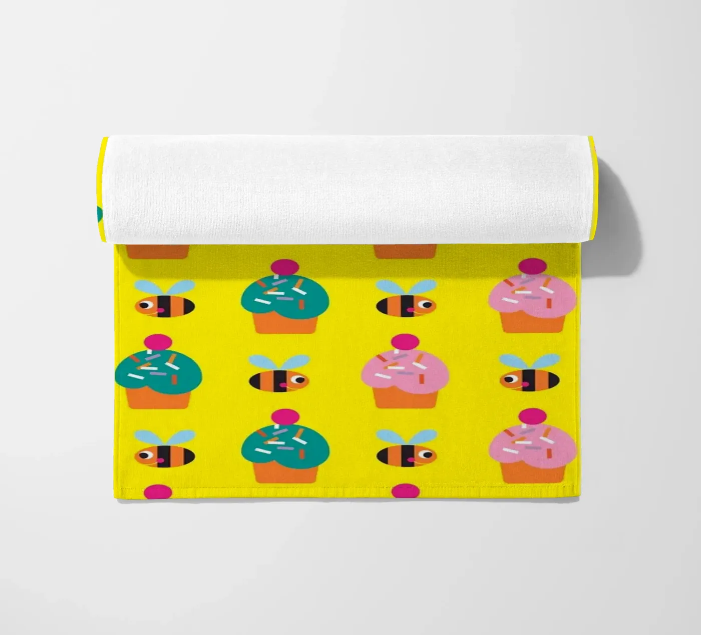 Bee and cake beach towel by Looks n Brains