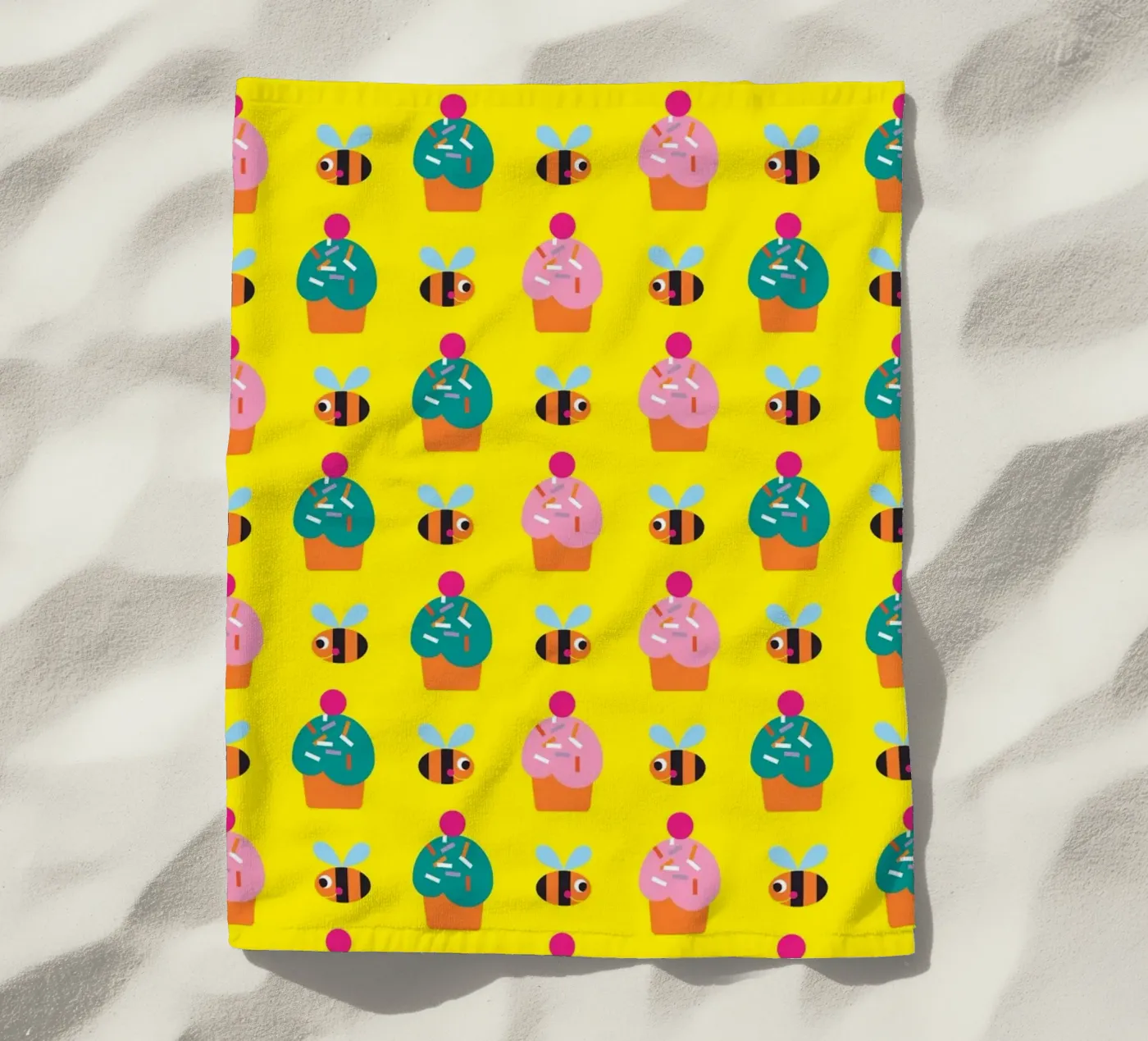 Bee and cake beach towel by Looks n Brains