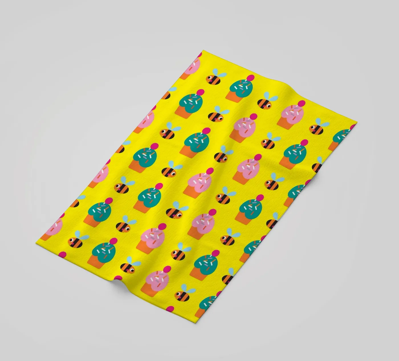 Bee and cake beach towel by Looks n Brains