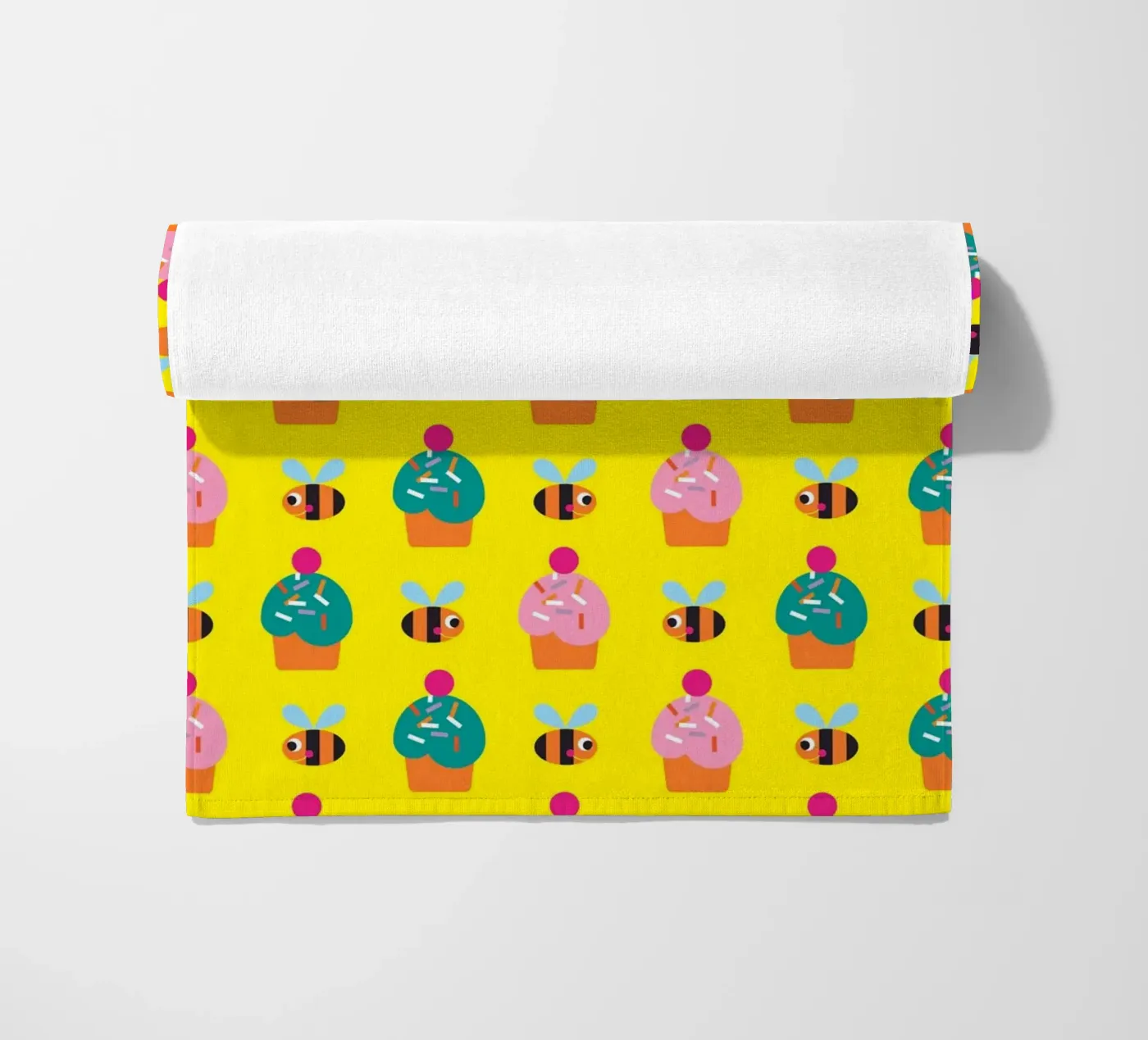 Bee and cake beach towel by Looks n Brains