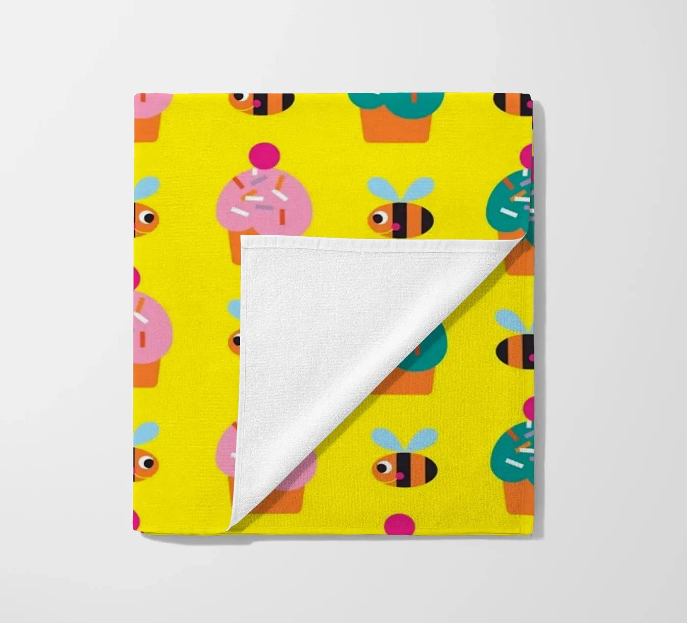 Bee and cake beach towel by Looks n Brains