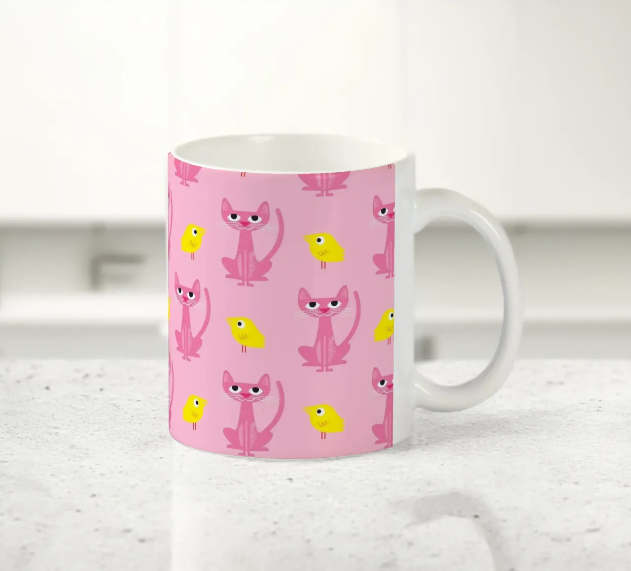 Gatto e uccello 01 tazza in ceramica da Looks n Brains