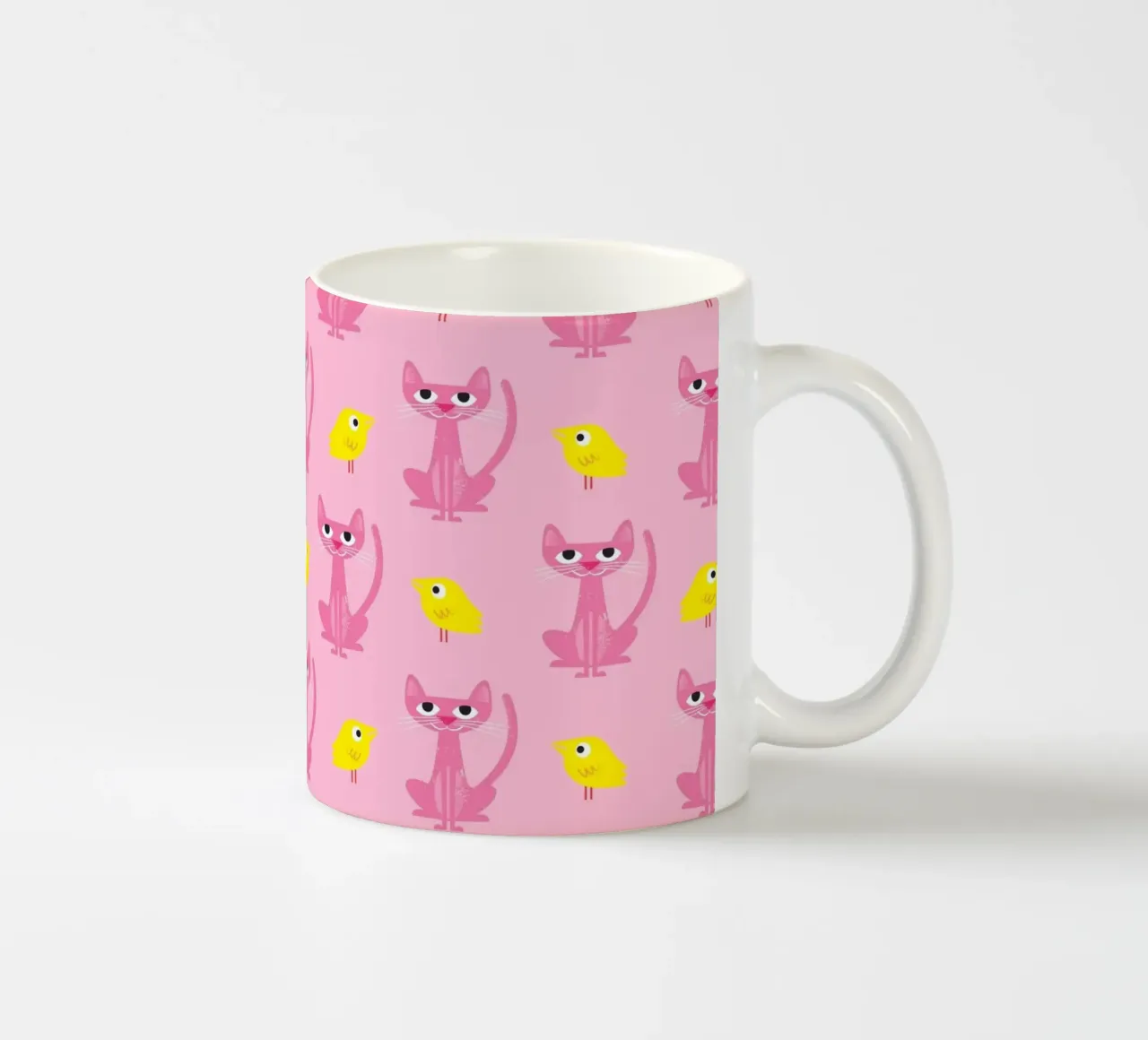 Gatto e uccello 01 tazza in ceramica da Looks n Brains