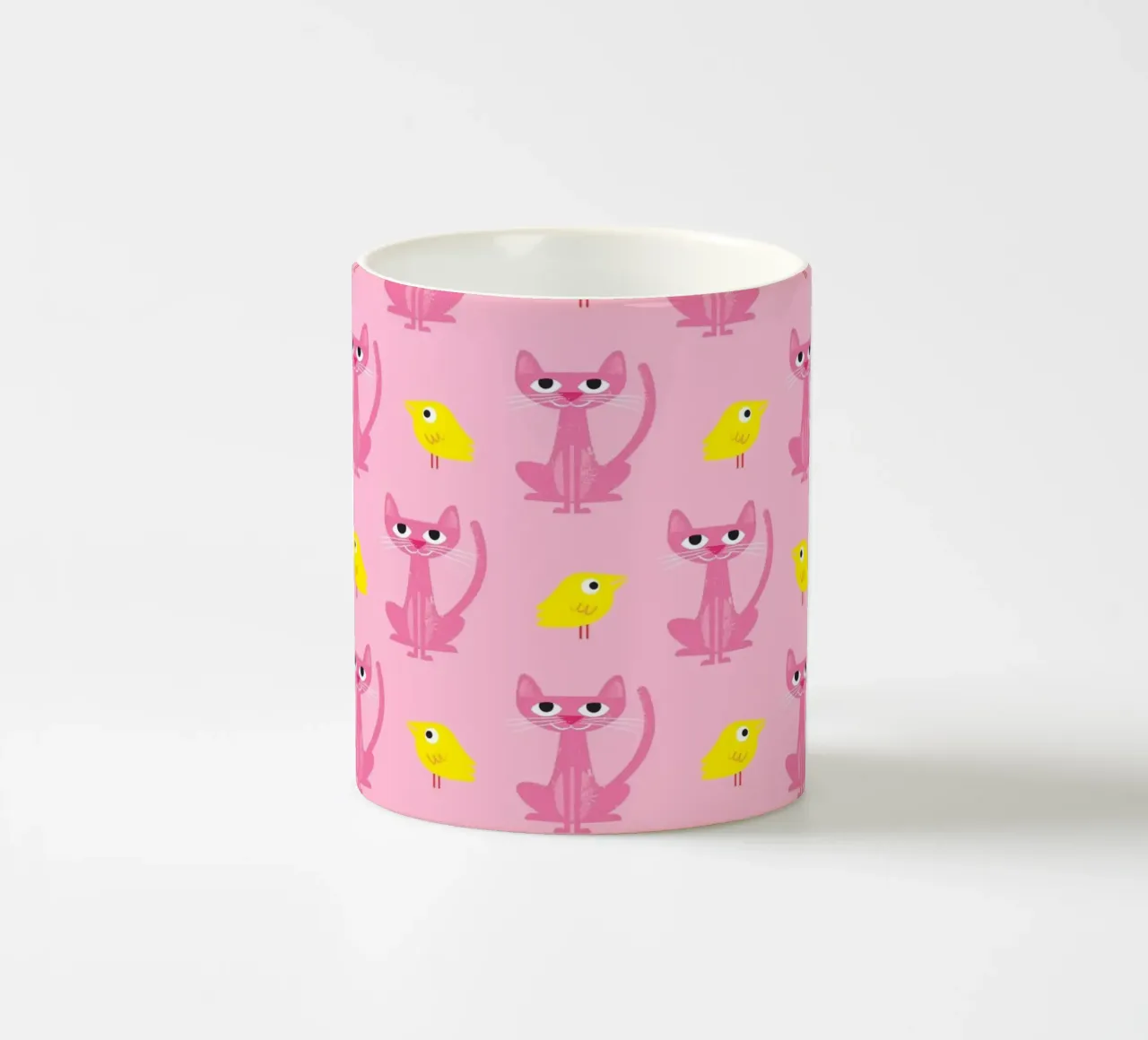 Gatto e uccello 01 tazza in ceramica da Looks n Brains