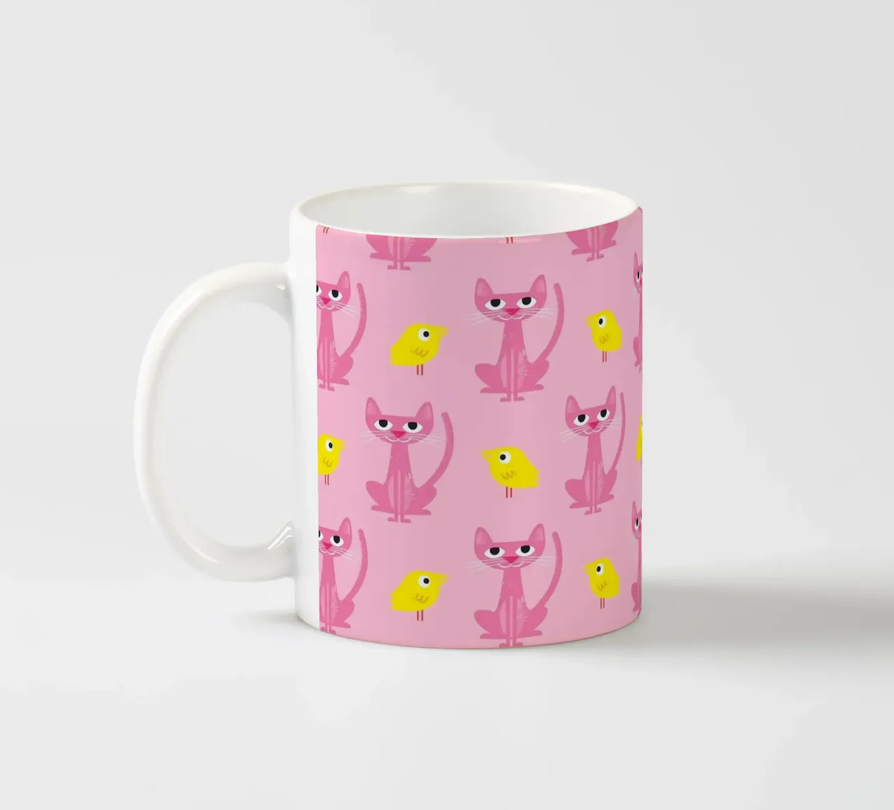 Gatto e uccello 01 tazza in ceramica da Looks n Brains