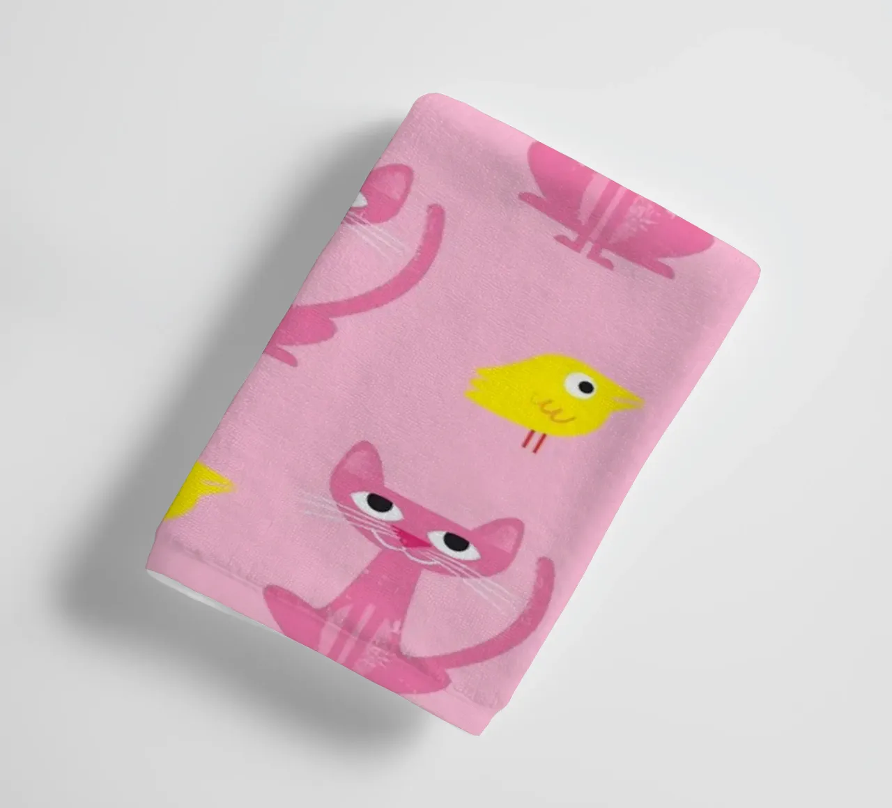 Cat and bird 01 towel by Looks n Brains