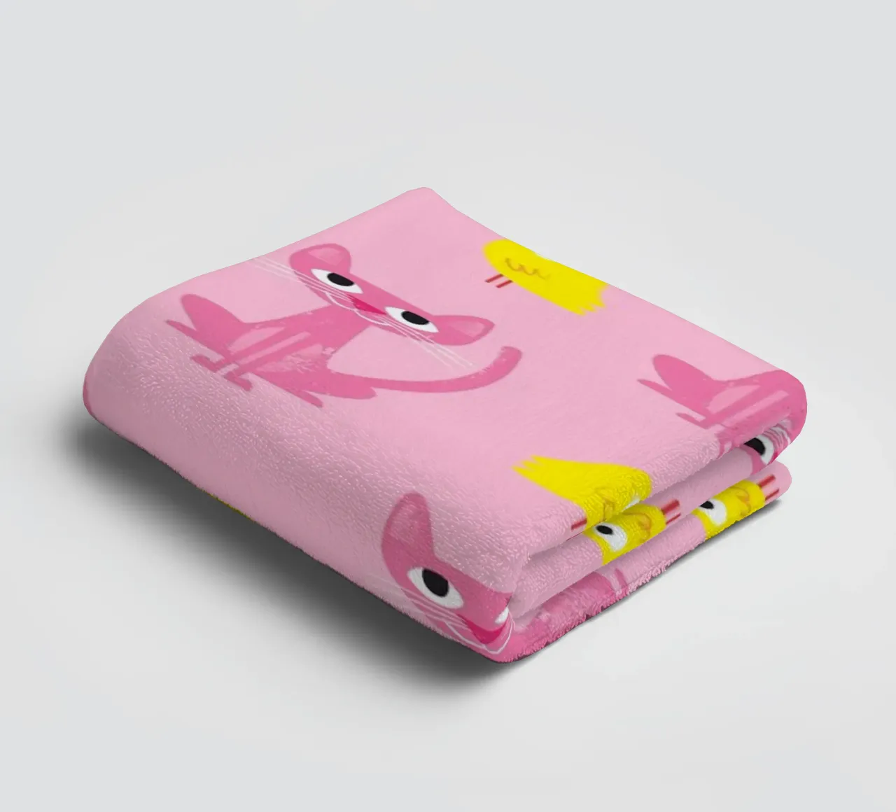 Cat and bird 01 towel by Looks n Brains