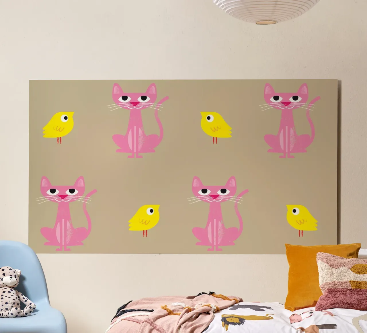 Cat and bird 02 alu-dibond by Looks n Brains