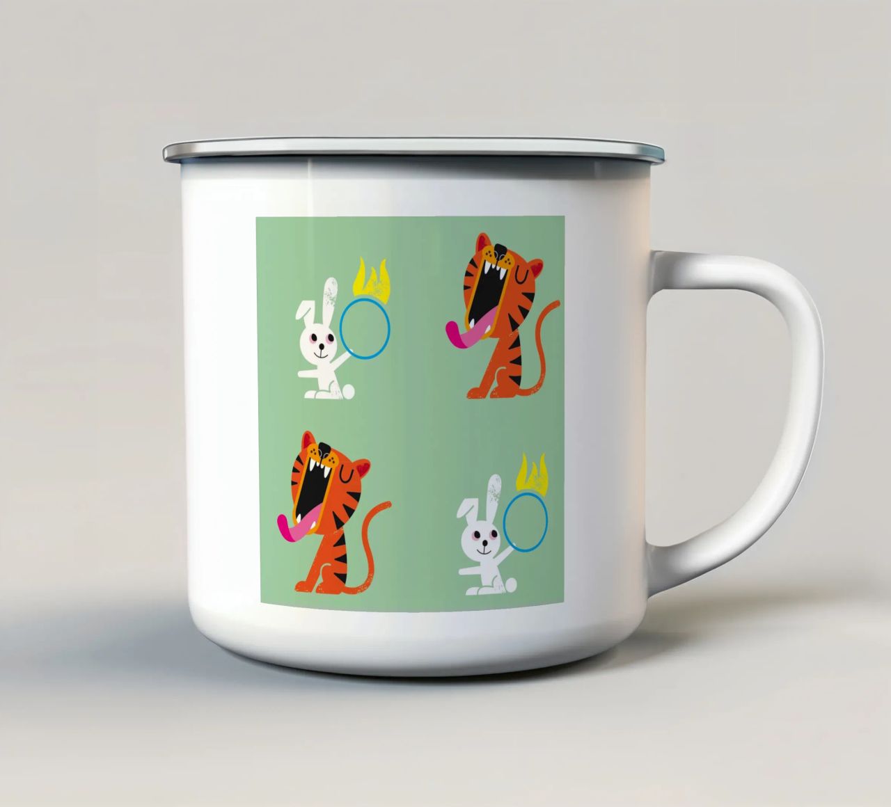 Tigre e lepre 02 tazza in smalto da Looks n Brains