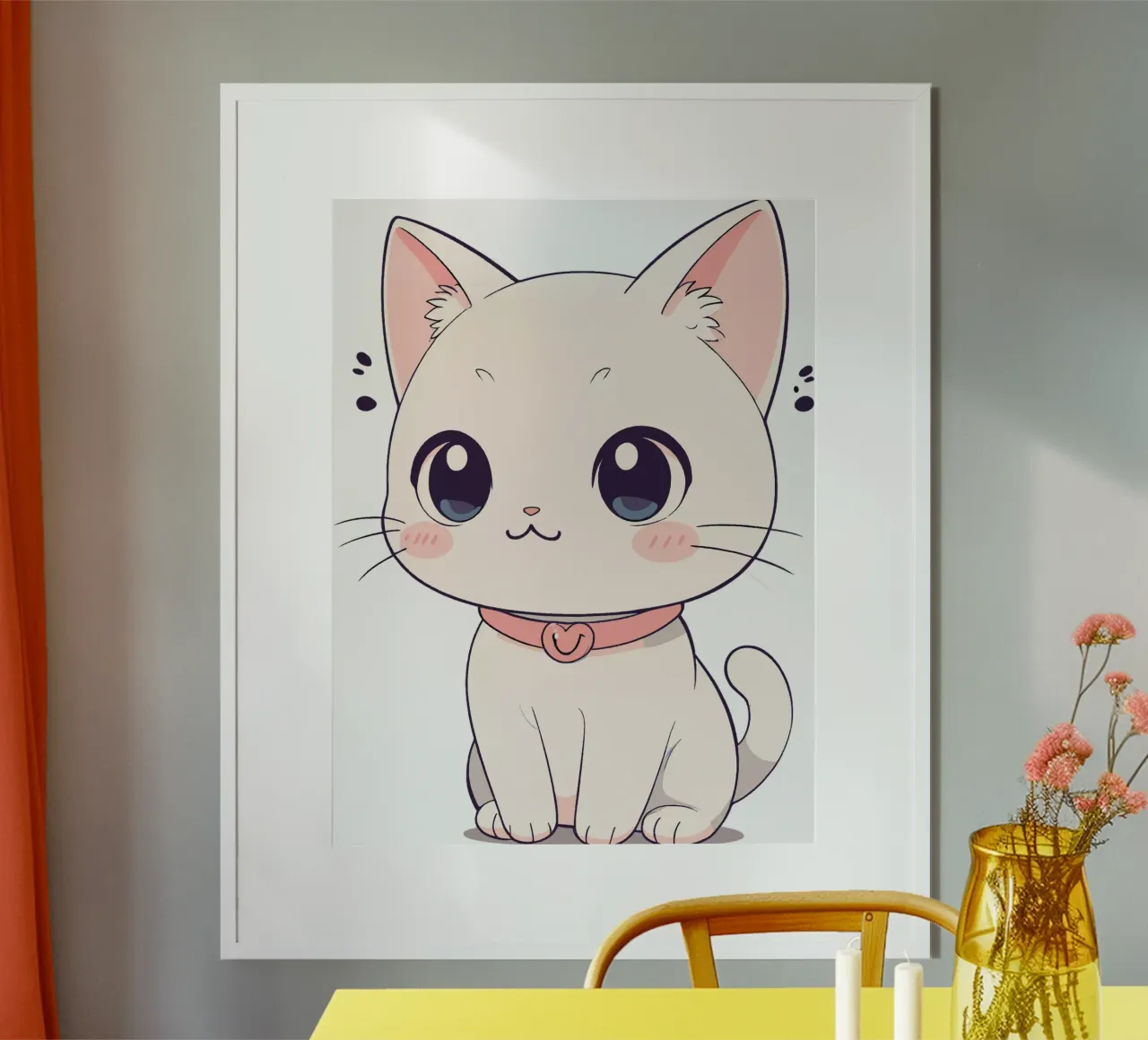 Gatto carino poster con telaio in alluminio da artdesign1985