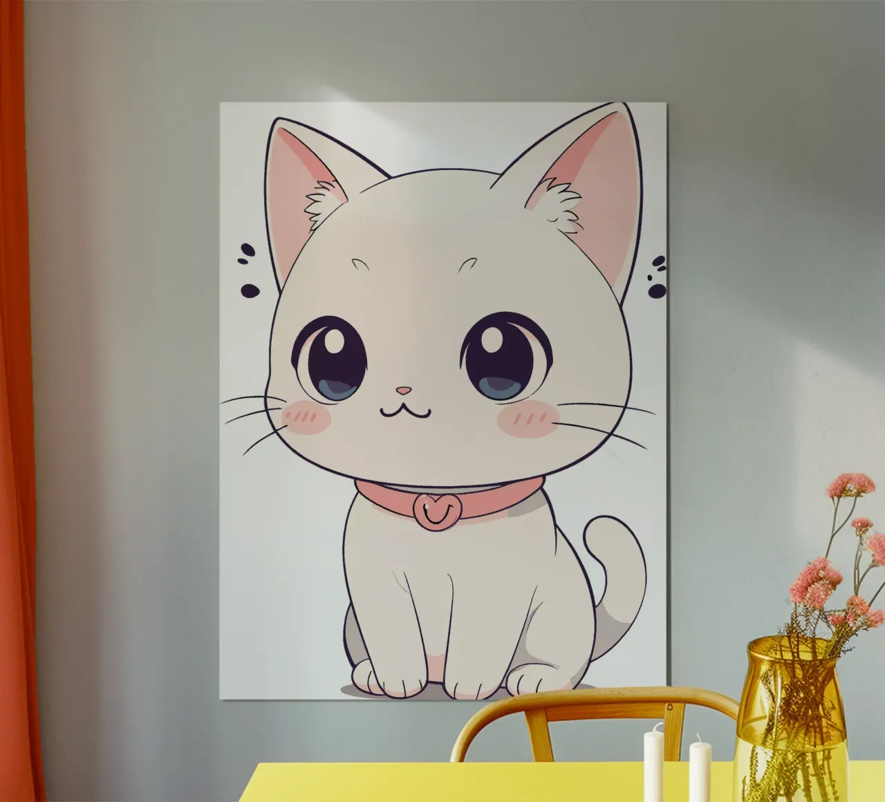 Gatto carino poster con telaio in alluminio da artdesign1985
