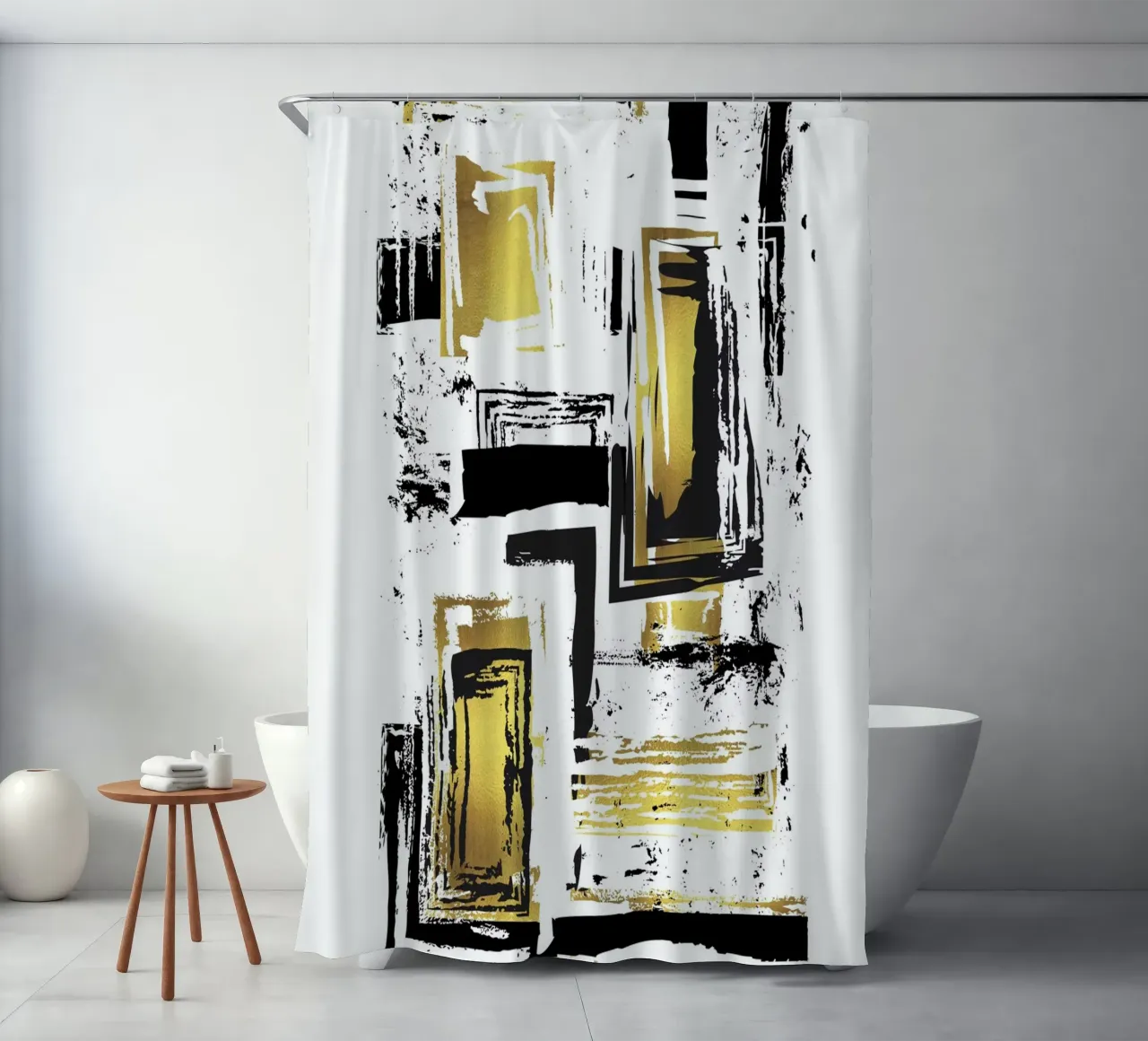ABSTRACT ART Angular structures shower curtain by Melanie Viola