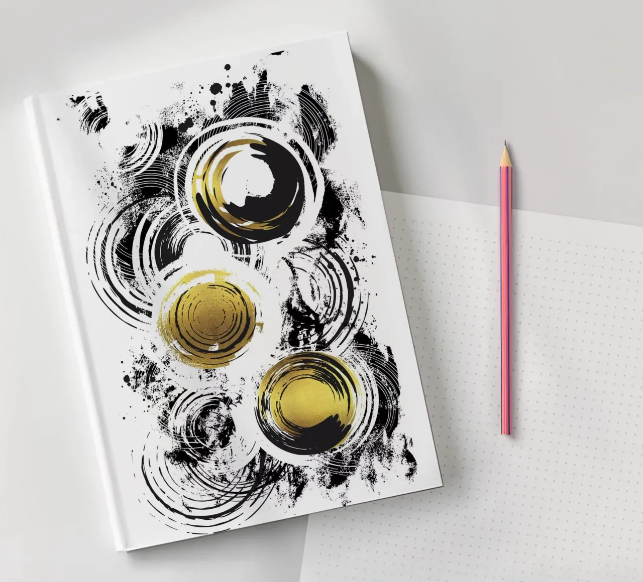 ABSTRACT ART Racing circles notebook by Melanie Viola