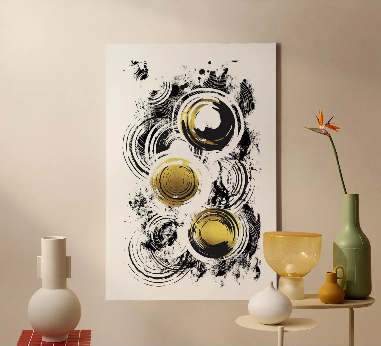 ABSTRACT KUNST Racecirkels canvas met Baklijst van Melanie Viola