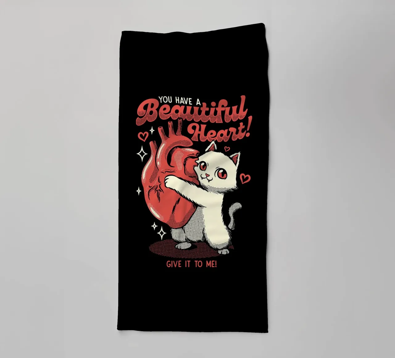 You Have a Beautiful Heart Cat towel by Tobe Fonseca