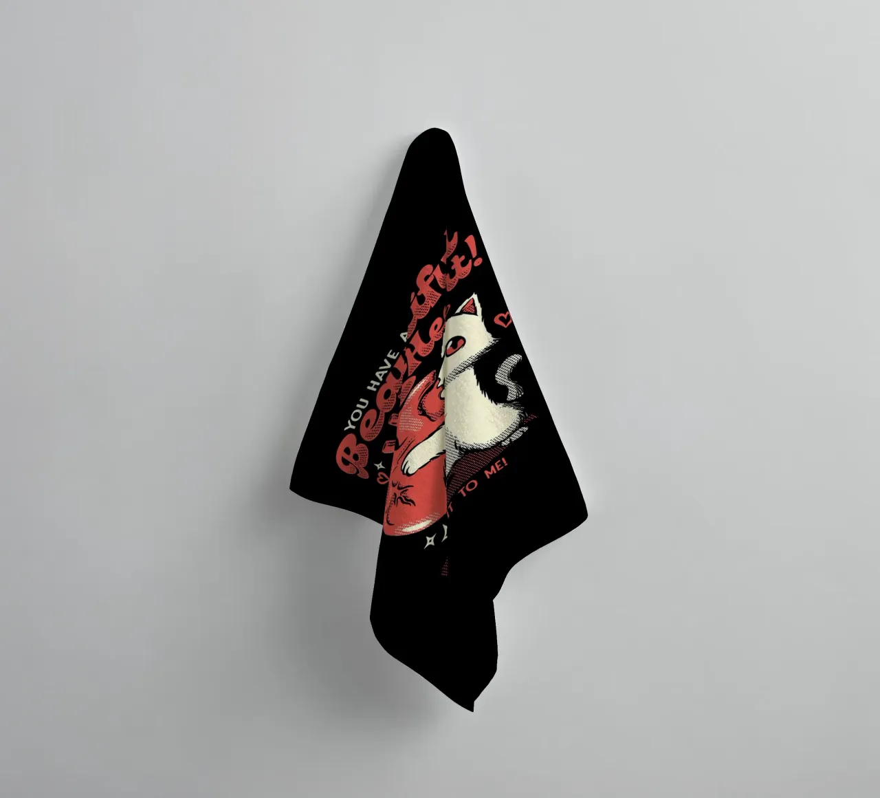 You Have a Beautiful Heart Cat towel by Tobe Fonseca