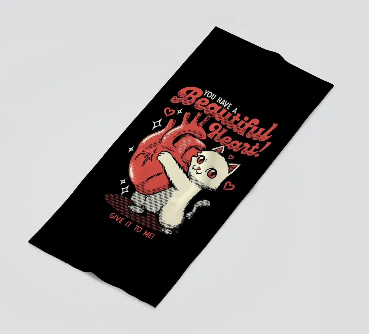 You Have a Beautiful Heart Cat beach towel by Tobe Fonseca