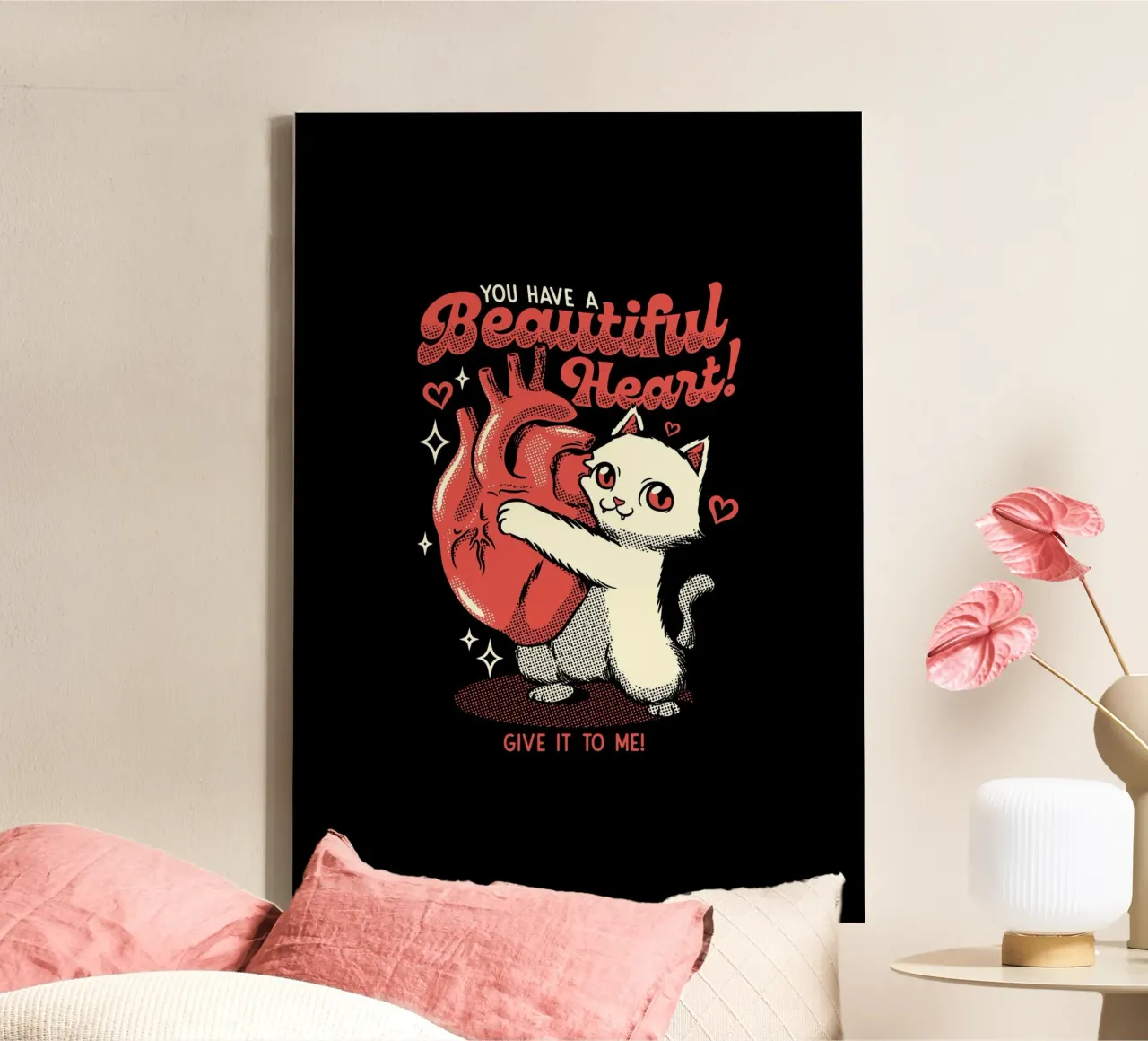 You Have a Beautiful Heart Cat tela con Cornice a cassetta da Tobe Fonseca