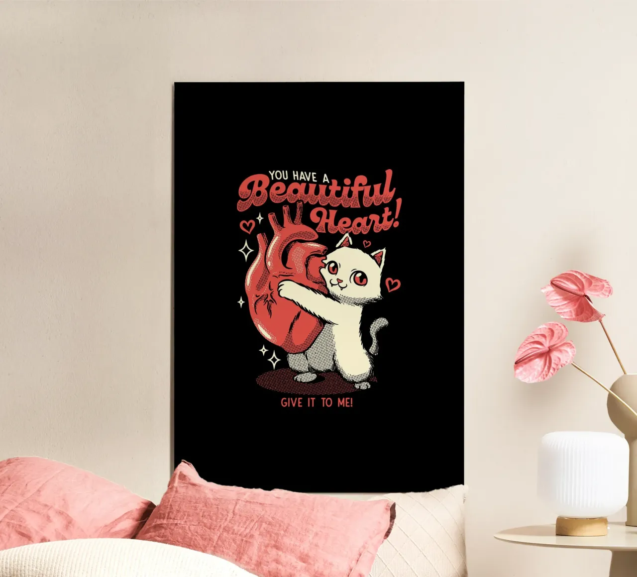 You Have a Beautiful Heart Cat poster con telaio in plastica da Tobe Fonseca