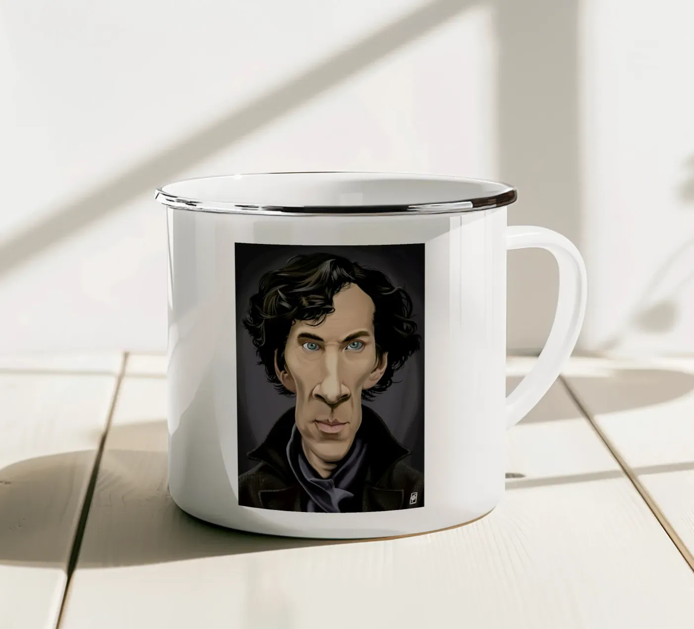 Benedict Cumberbatch enamel mug by Rob Art | Illustration