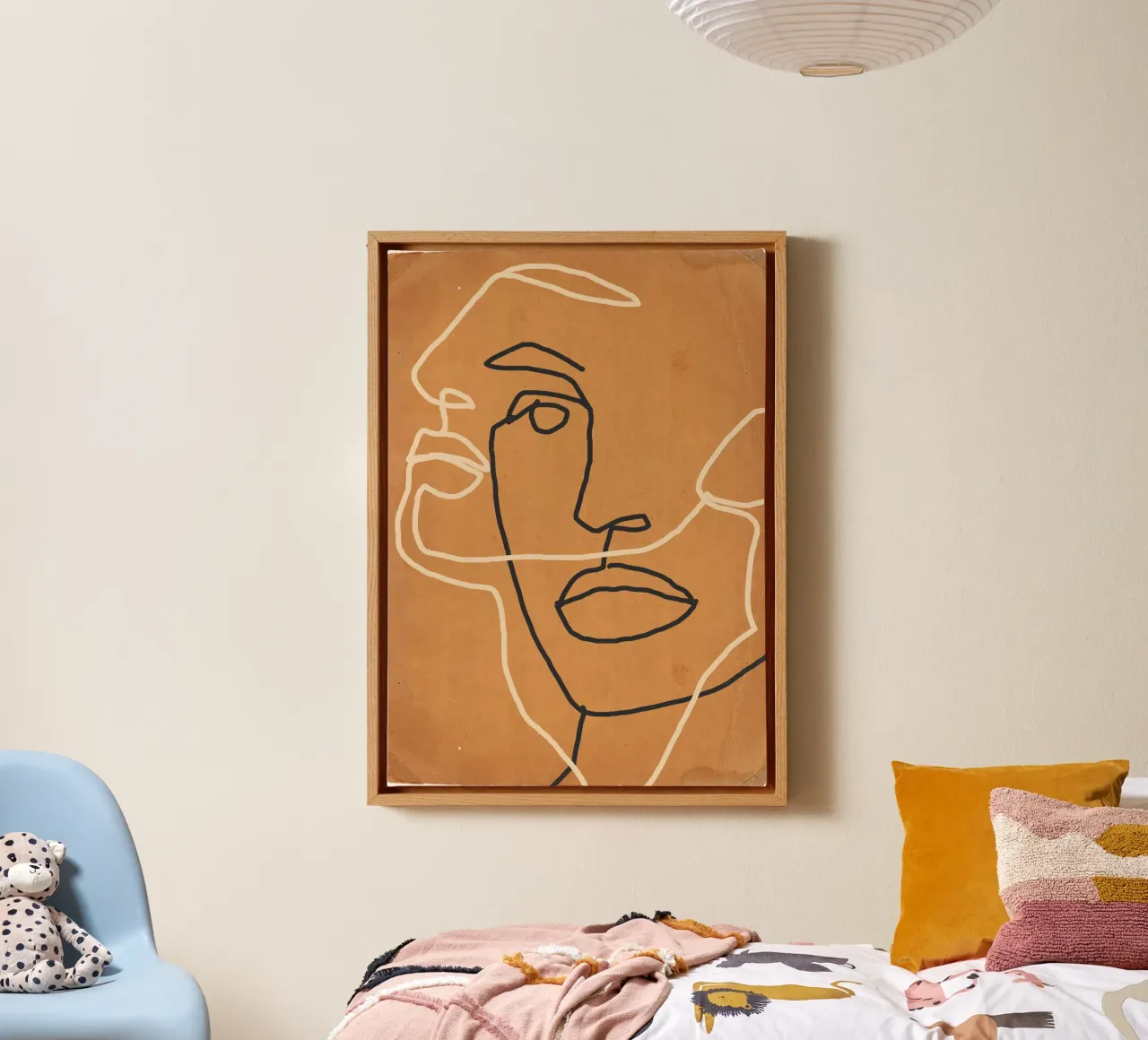 Abstract gezicht 6 canvas met Baklijst van ThingDesign