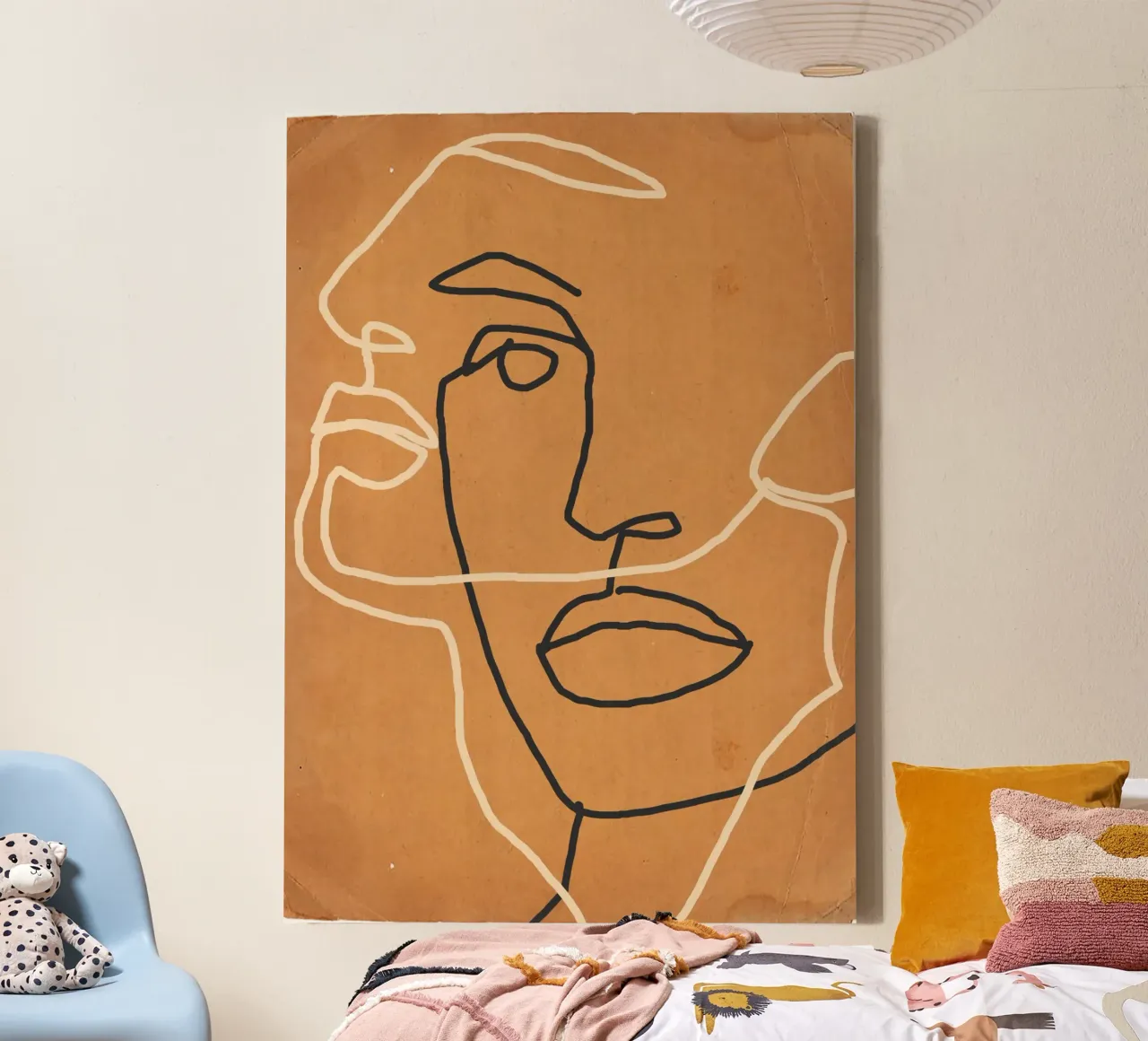 Abstract gezicht 6 canvas met Baklijst van ThingDesign