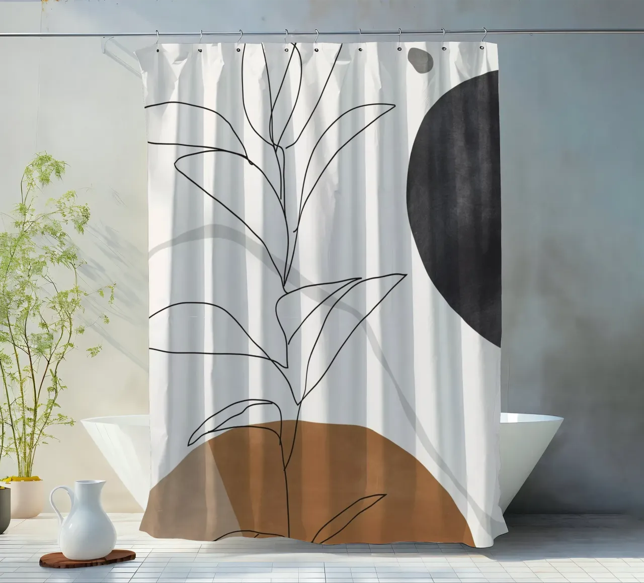 Abstract Art /Minimal Plant shower curtain by ThingDesign