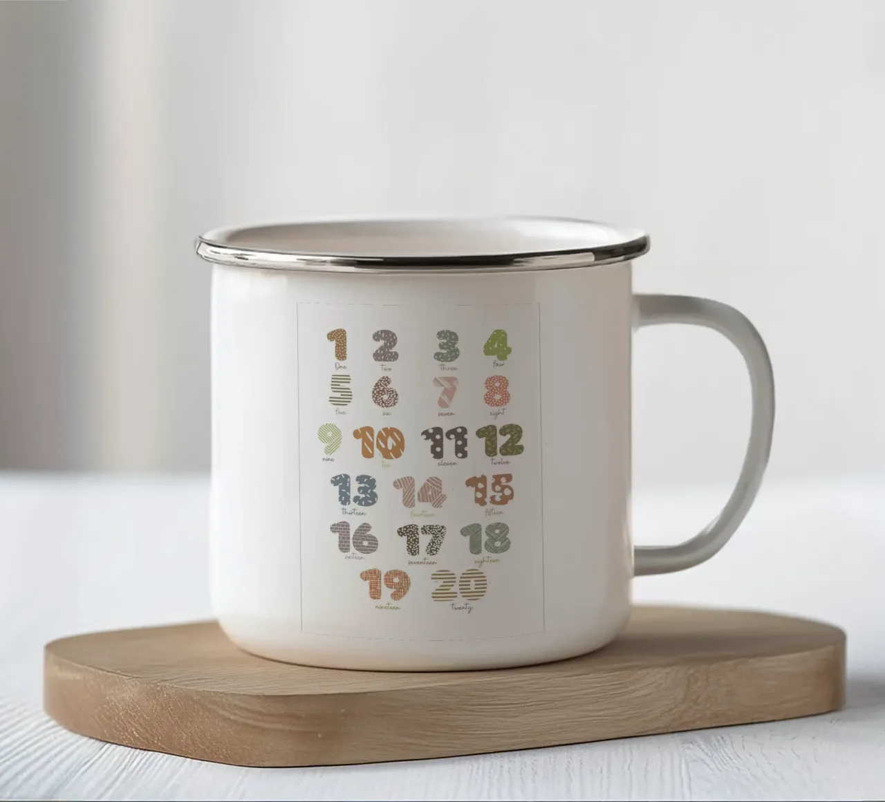 Divertirse contando taza de esmalte de Doodle Dreams Art