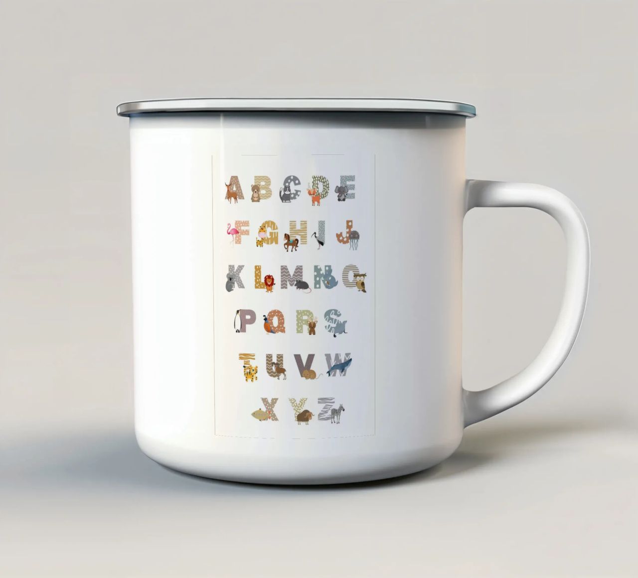 Creature selvatiche dalla A alla Z tazza in smalto da Doodle Dreams Art