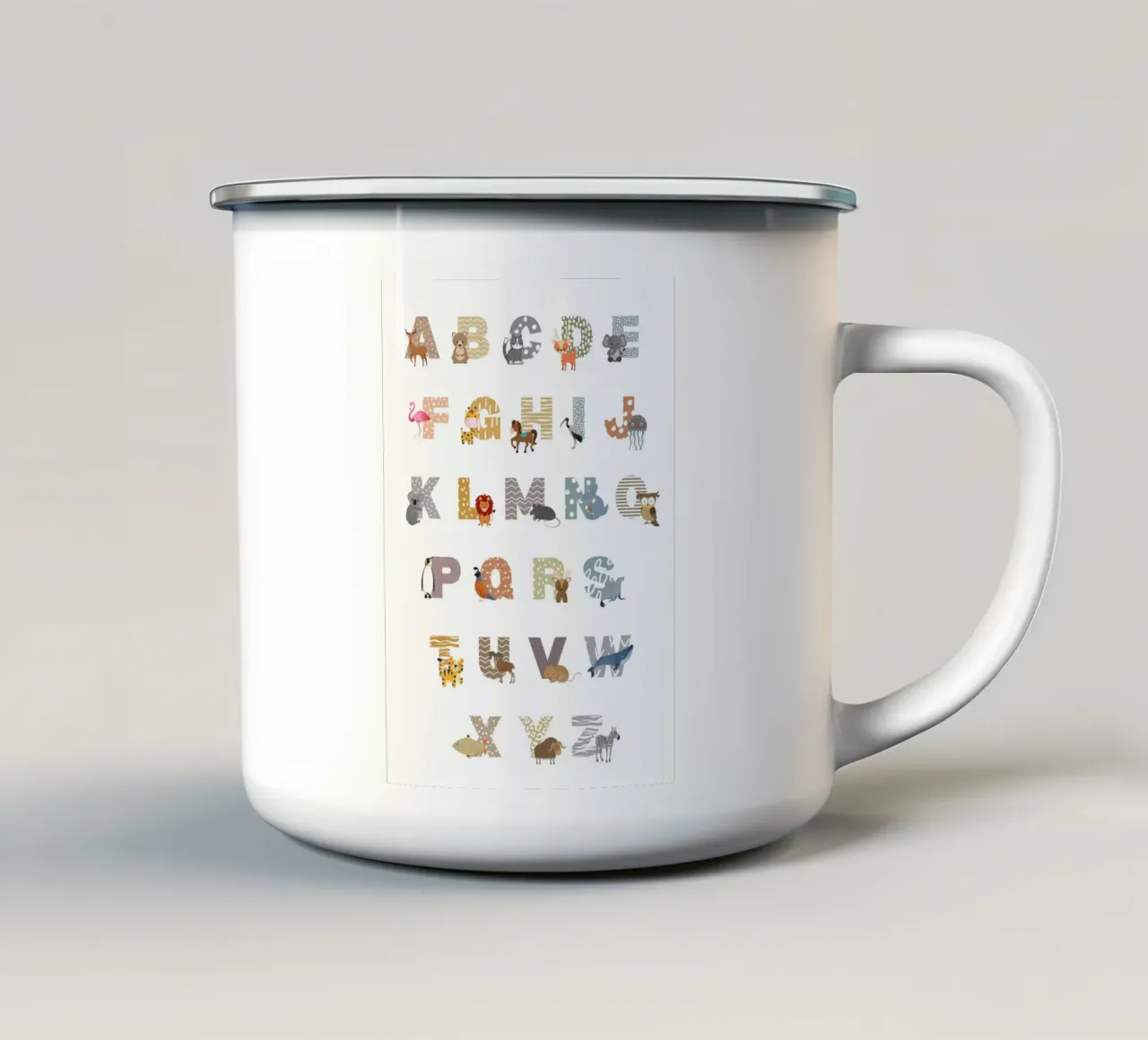 Creature selvatiche dalla A alla Z tazza in smalto da Doodle Dreams Art