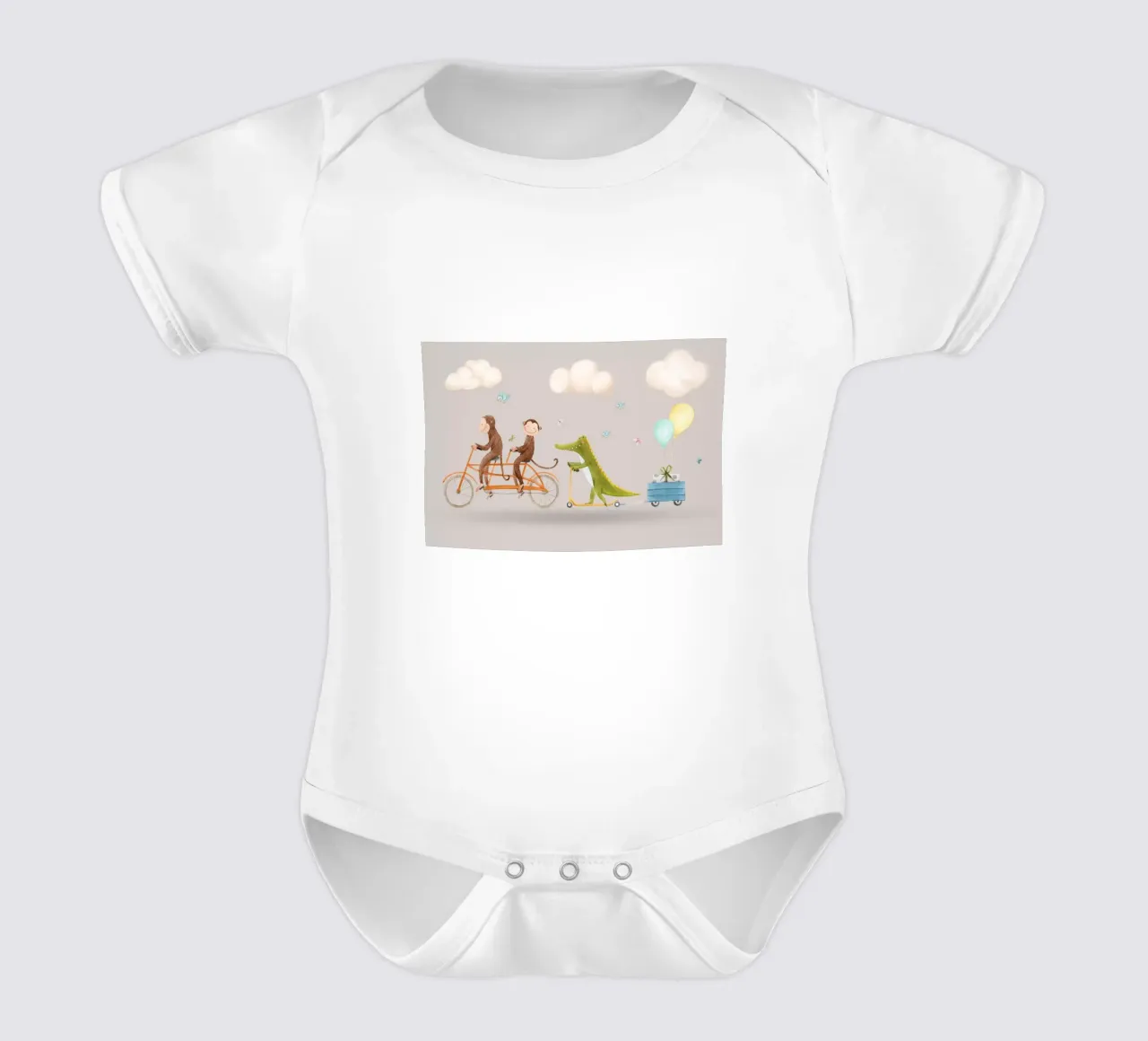 Avventura con i compagni di bicicletta body neonato maniche corte da Doodle Dreams Art