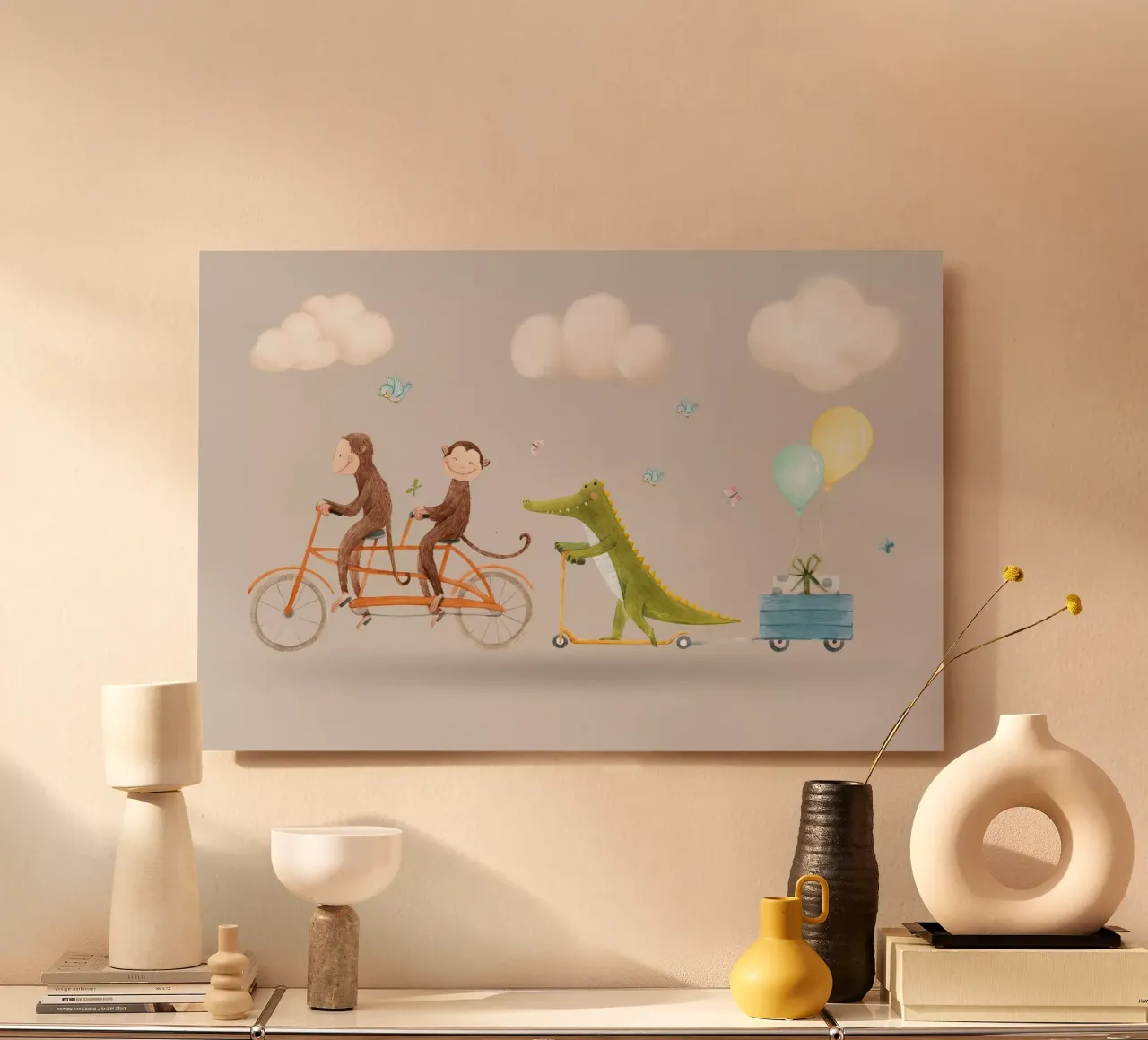 Avventura con i compagni di bicicletta alluminio dibond da Doodle Dreams Art