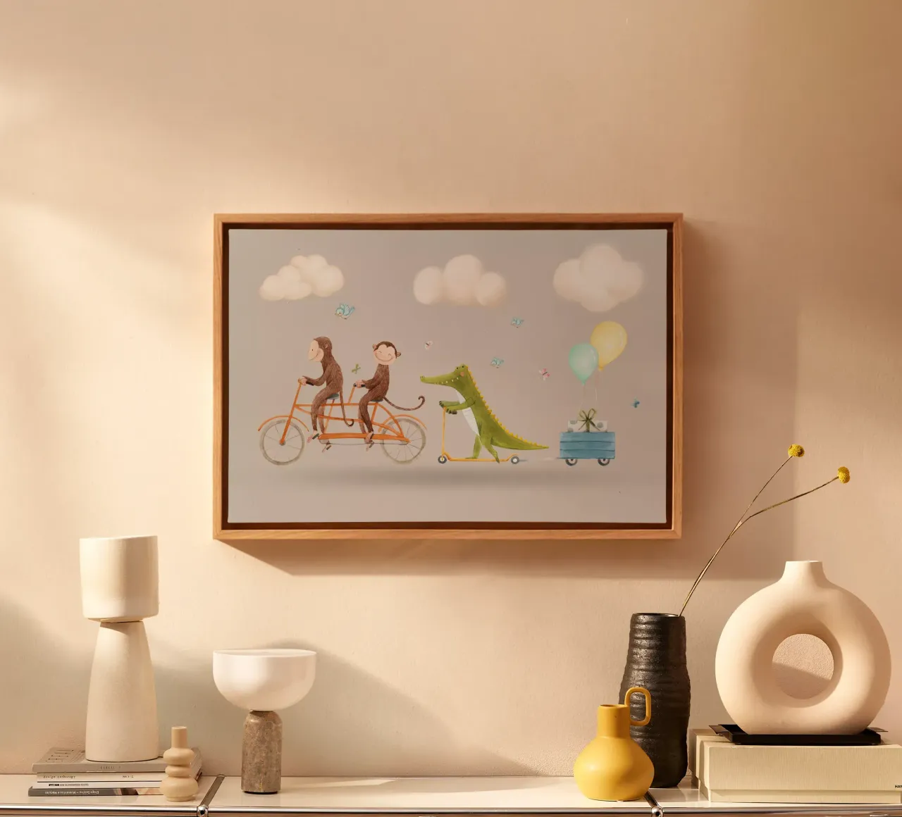 Avventura con i compagni di bicicletta tela con Cornice a cassetta da Doodle Dreams Art