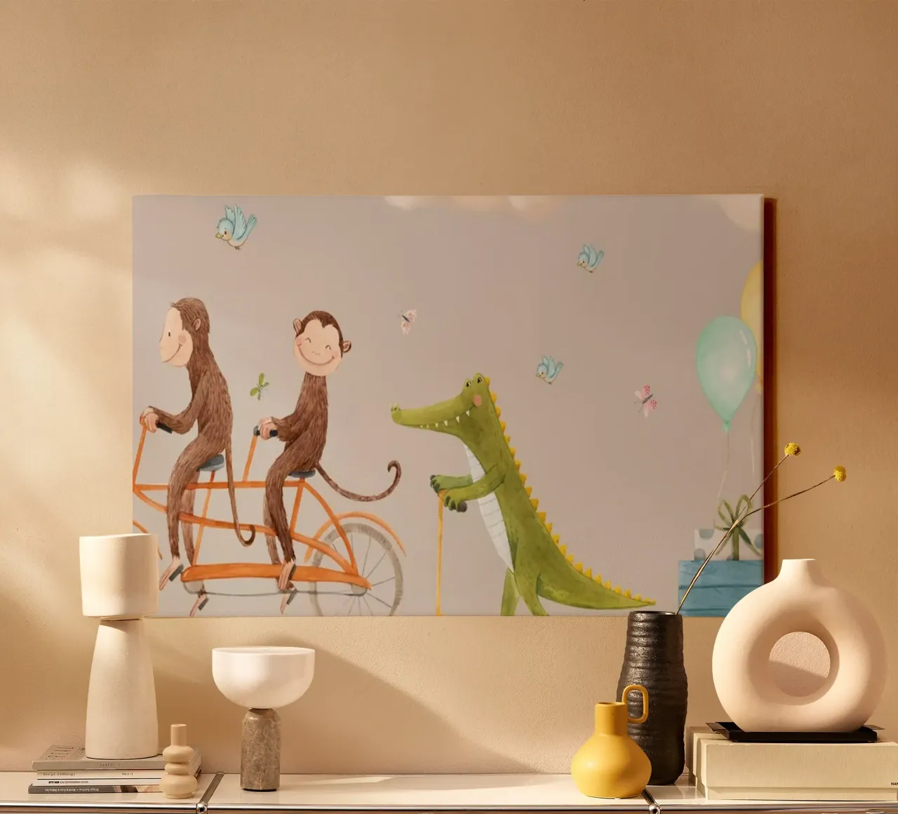 Avventura con i compagni di bicicletta tela con Cornice a cassetta da Doodle Dreams Art